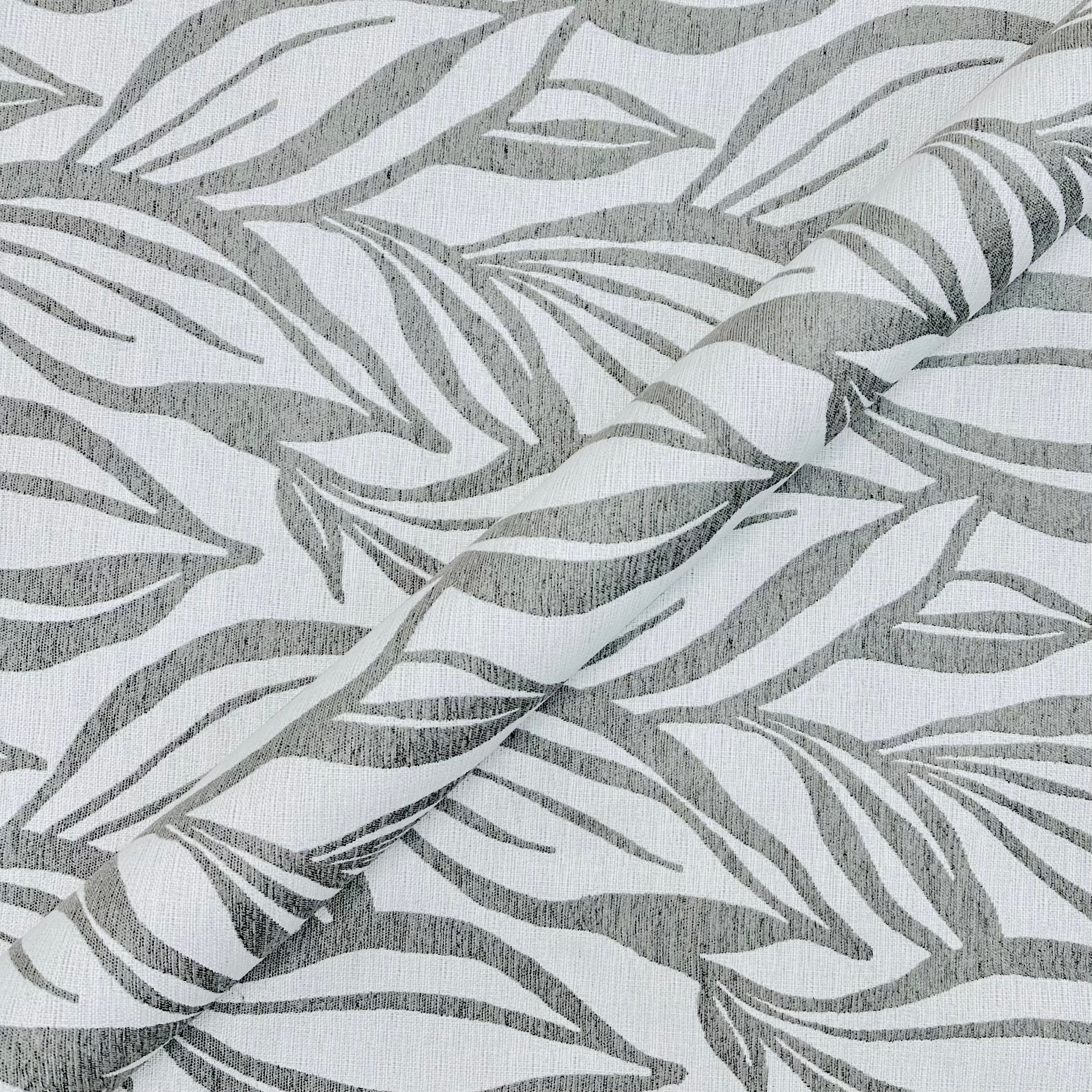 Light Gray Leaf Botanical Jacquard Upholstery Fabric 58"