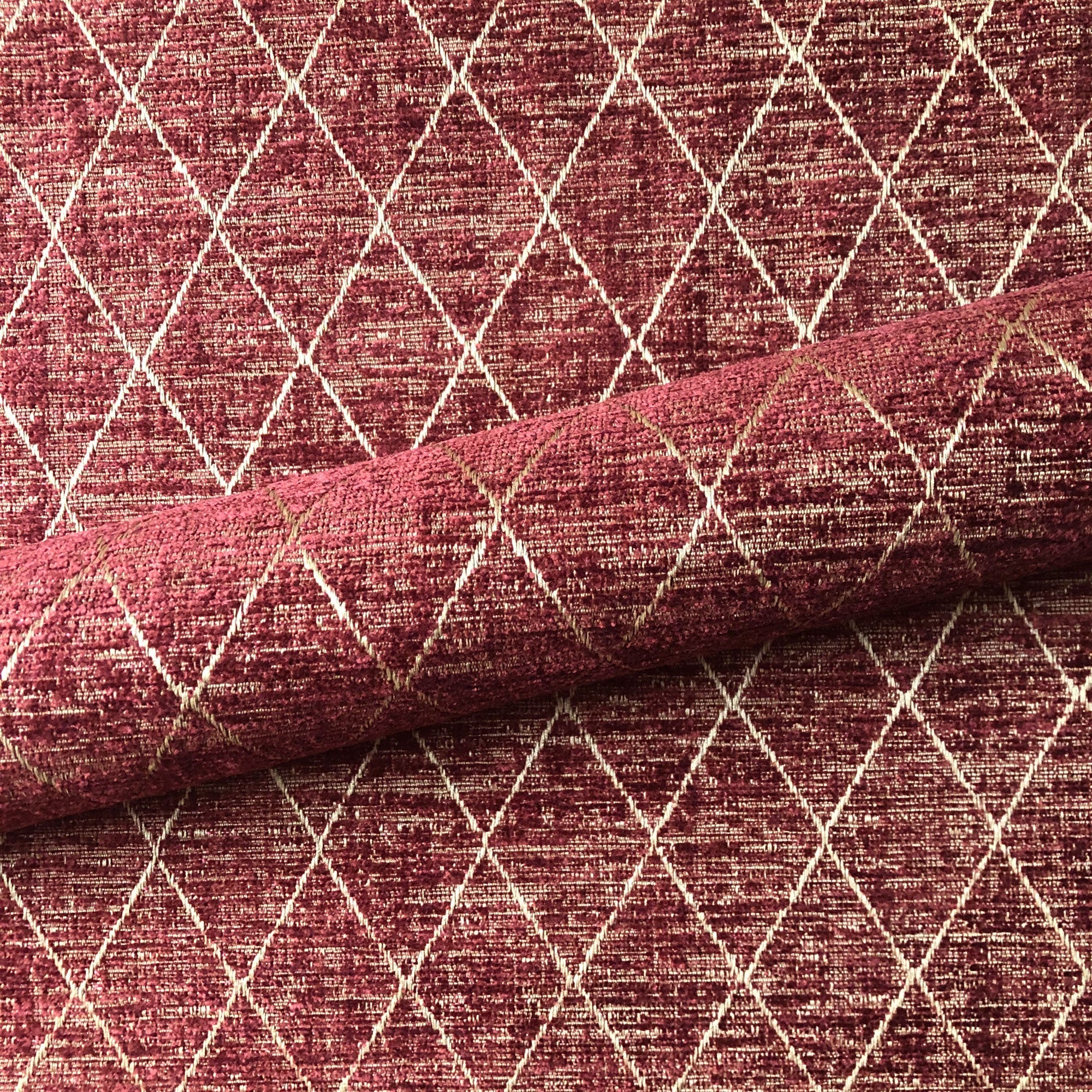 Garnet Traditional Geometric Textured Upholstery Fabric 54"
