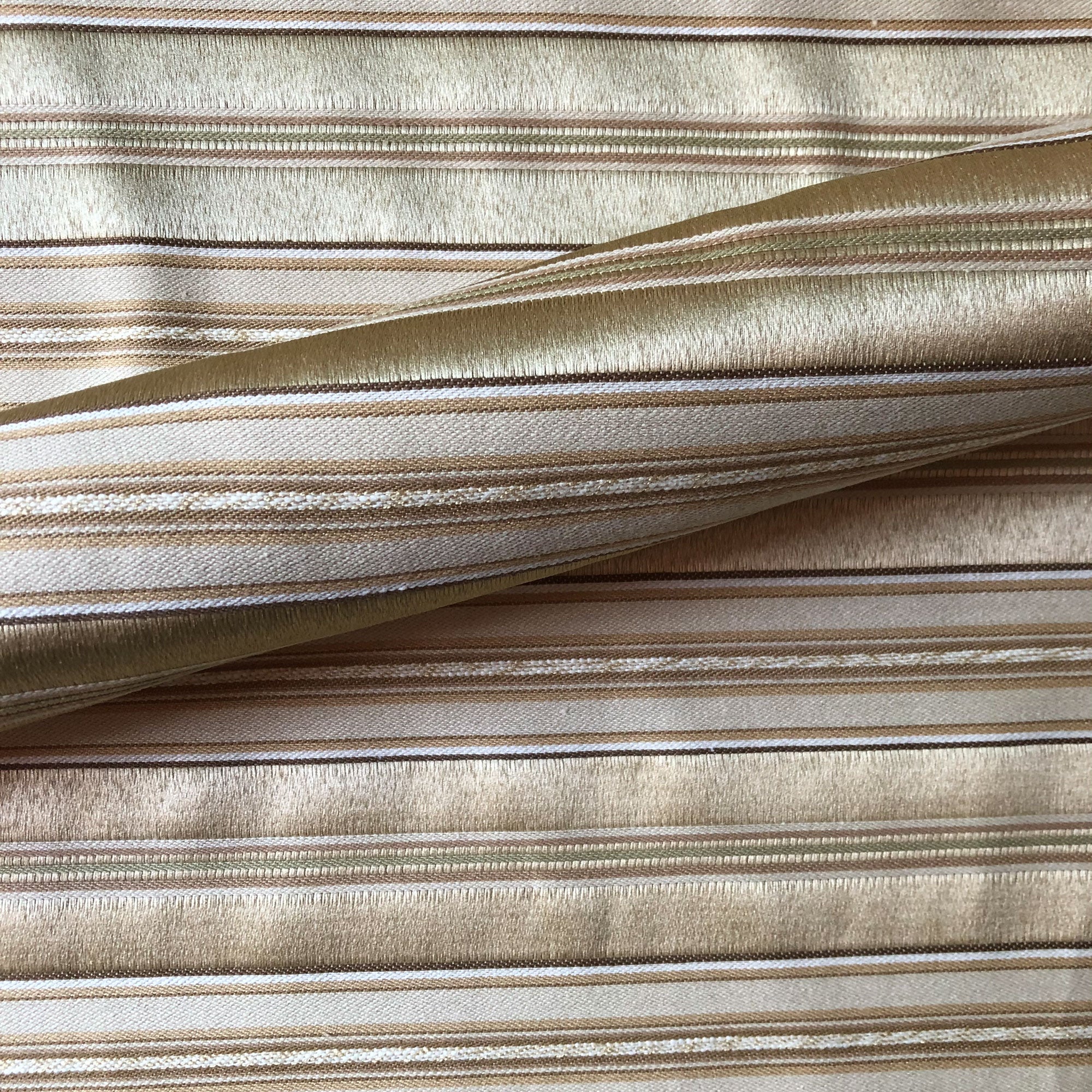 Creamy Modern Glam Textured Stripe Upholstery Fabric 54"