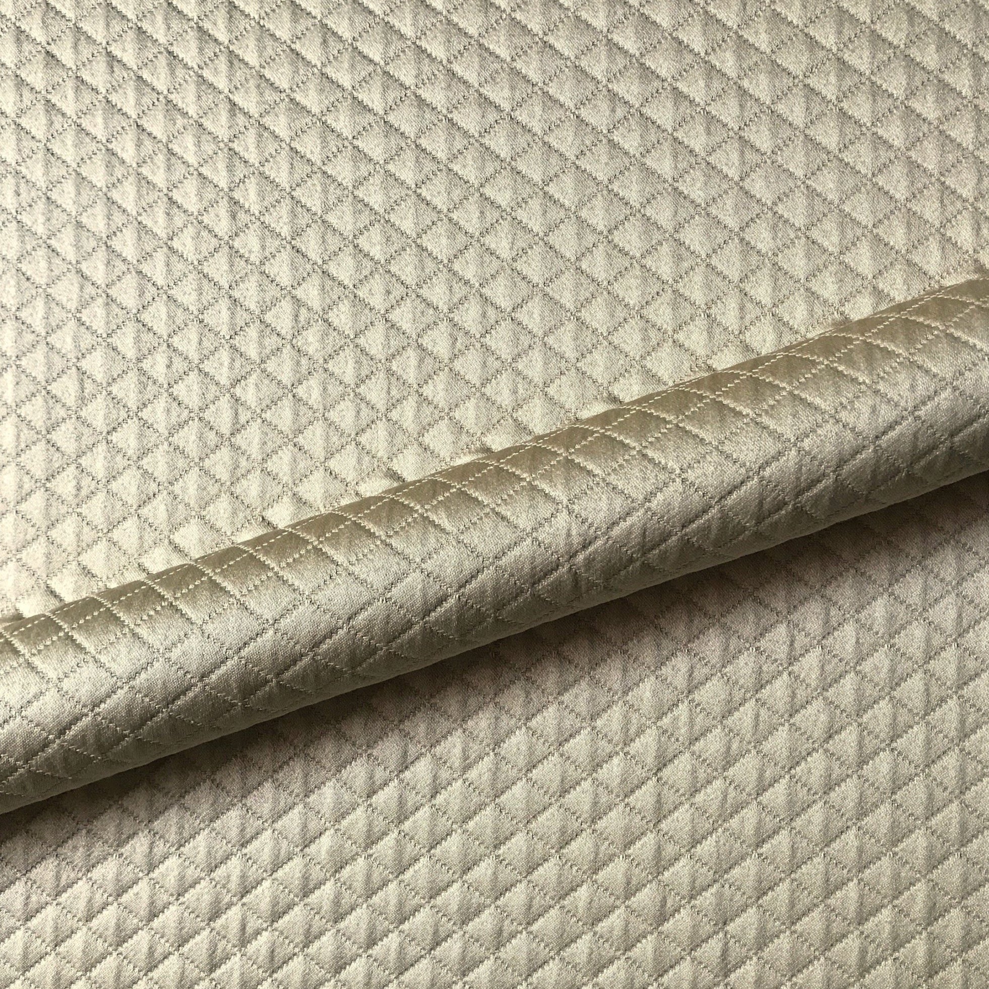Lustrous Beige Diamond Quilted Upholstery Fabric 54"