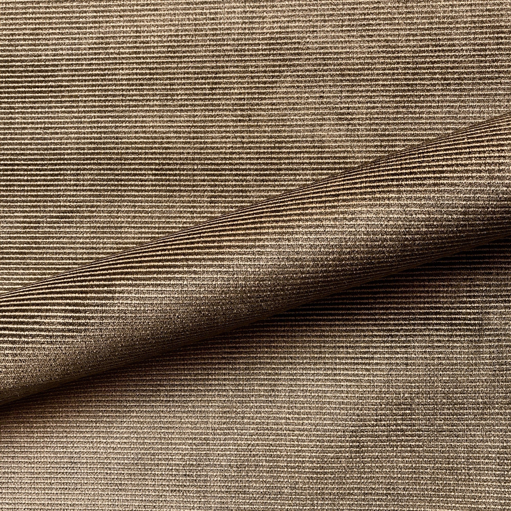 Winter Wheat and Brown Chenille Milli Stripe Upholstery Fabric 58"