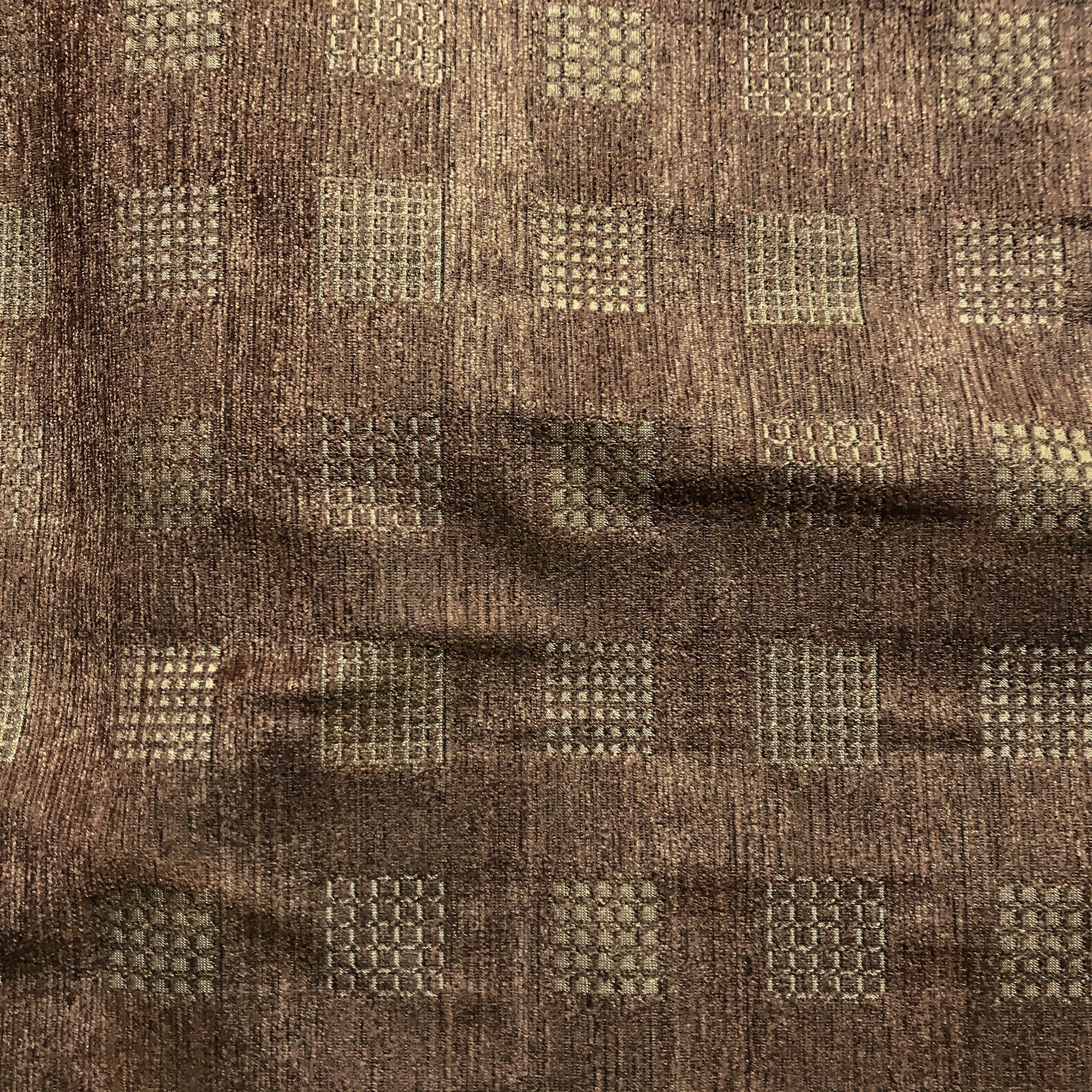 Bronze Glam Lodge Woven Grids Chenille Upholstery Fabric 54"