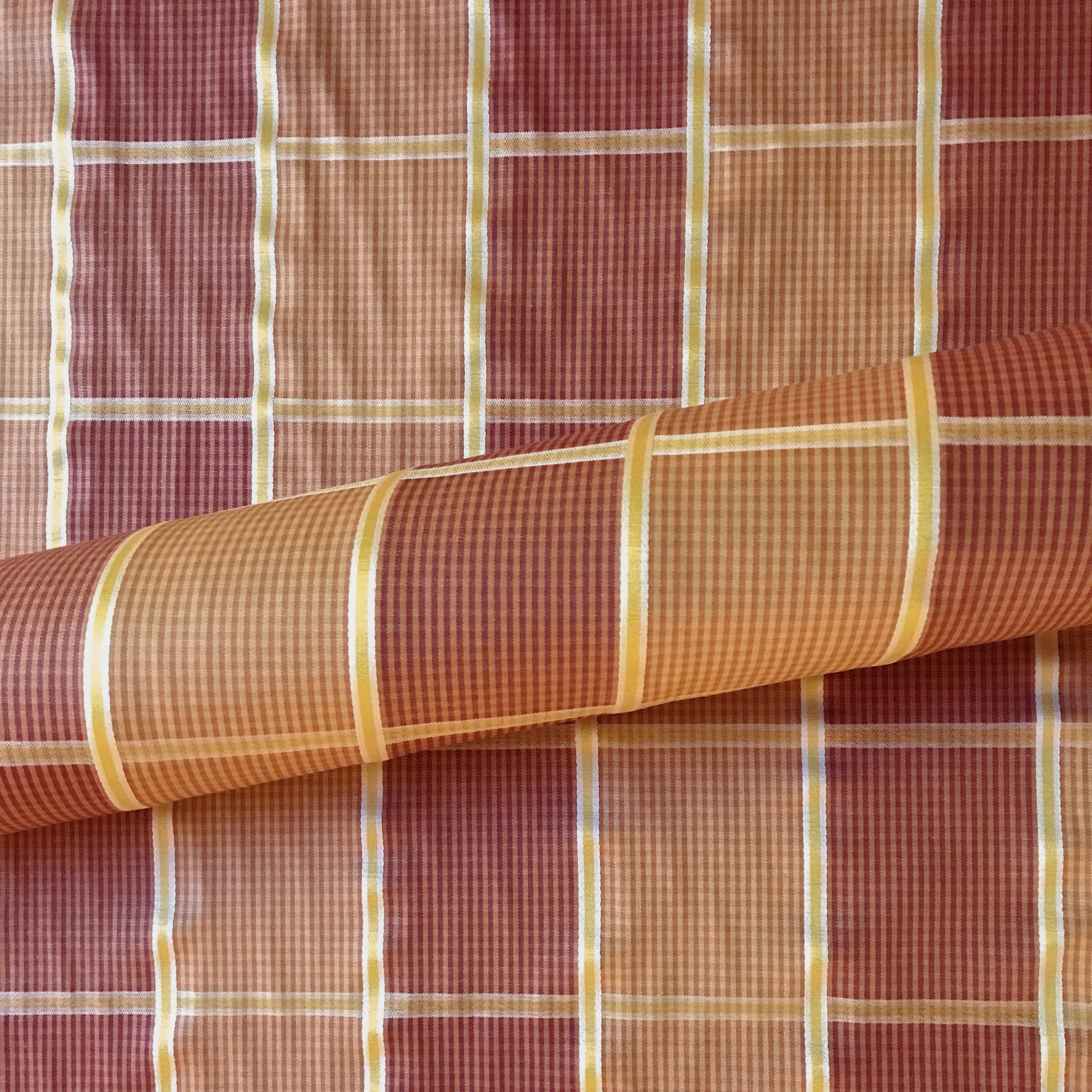 Autumn Picnic Faux Silk Check Upholstery Fabric 54"