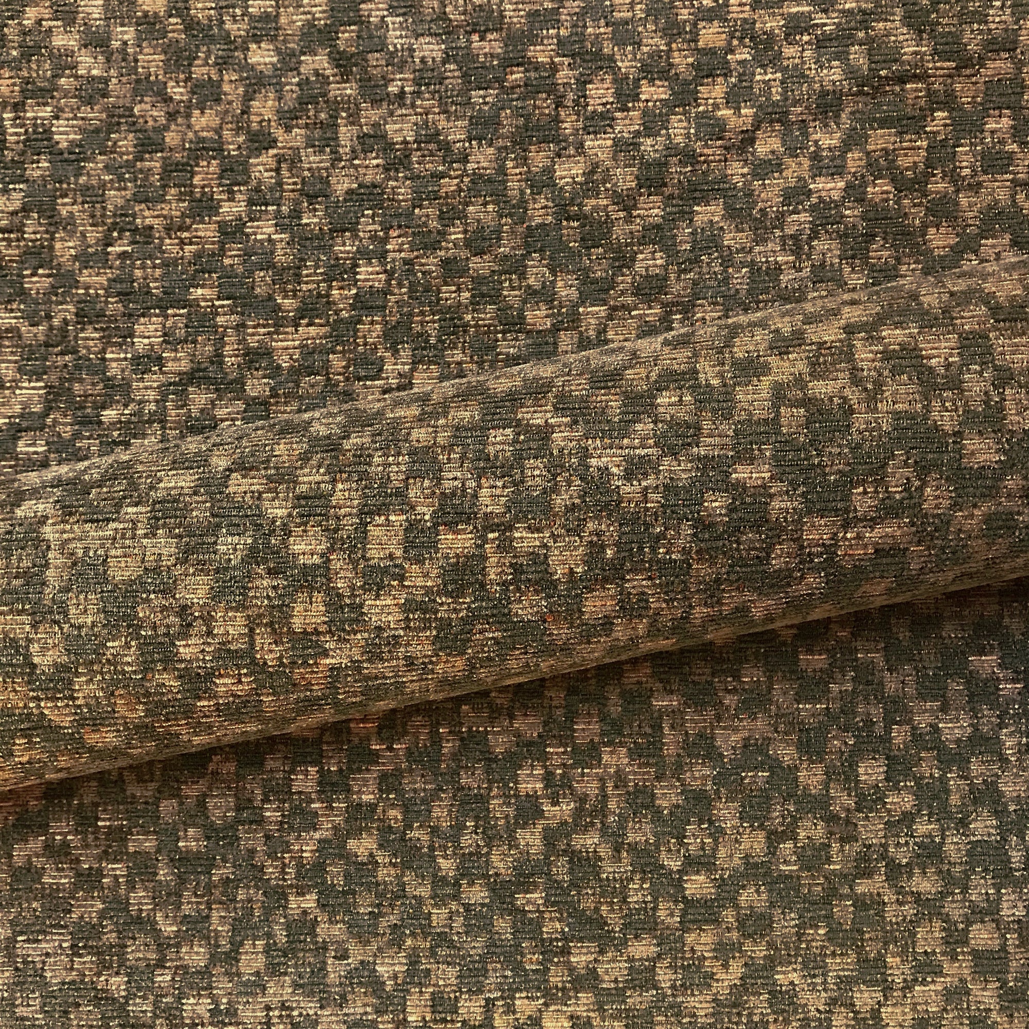 Abstract Rustic Chenille Upholstery Fabric 54" in Brown Gold
