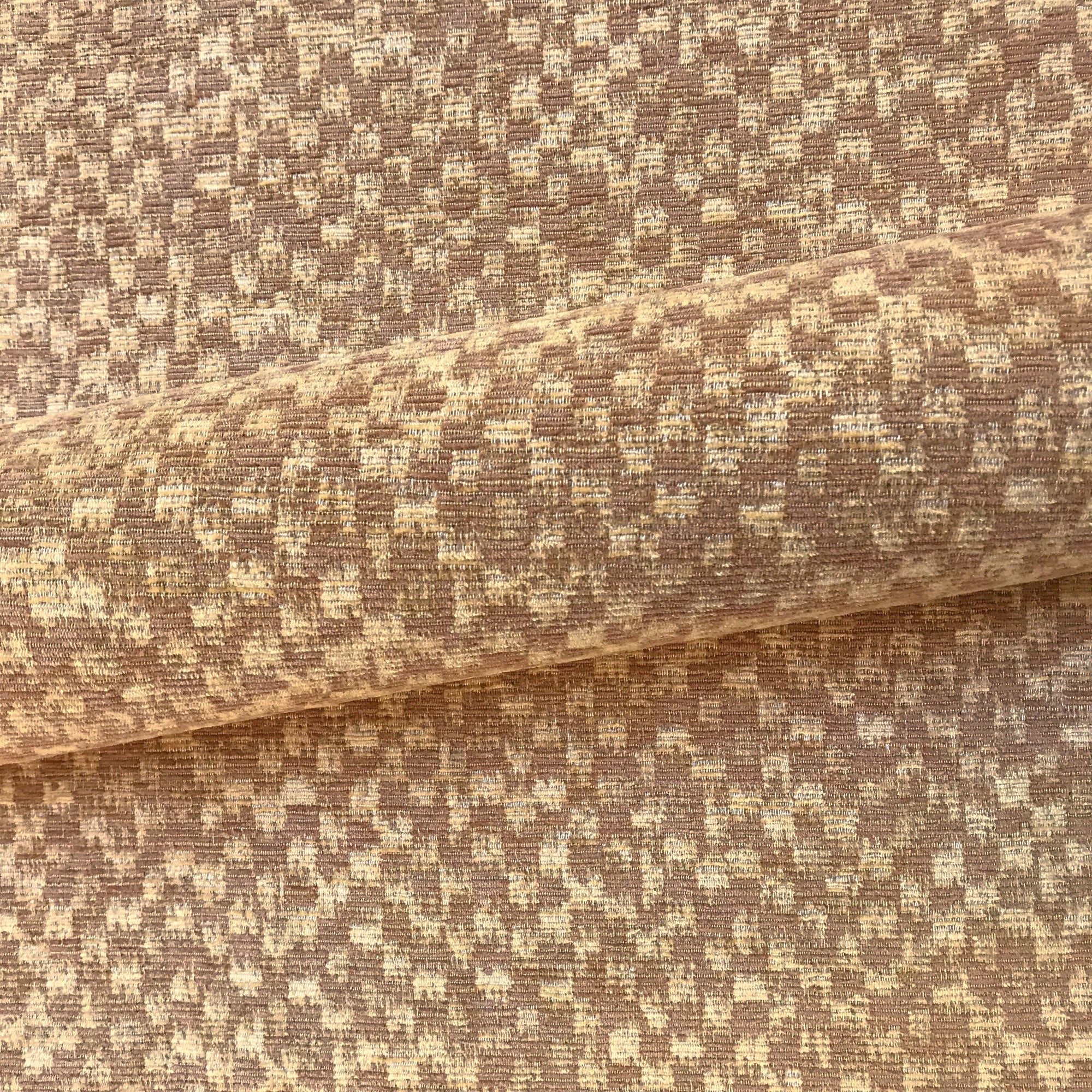 Abstract Rustic Chenille Upholstery Fabric 54" in Honey Gold