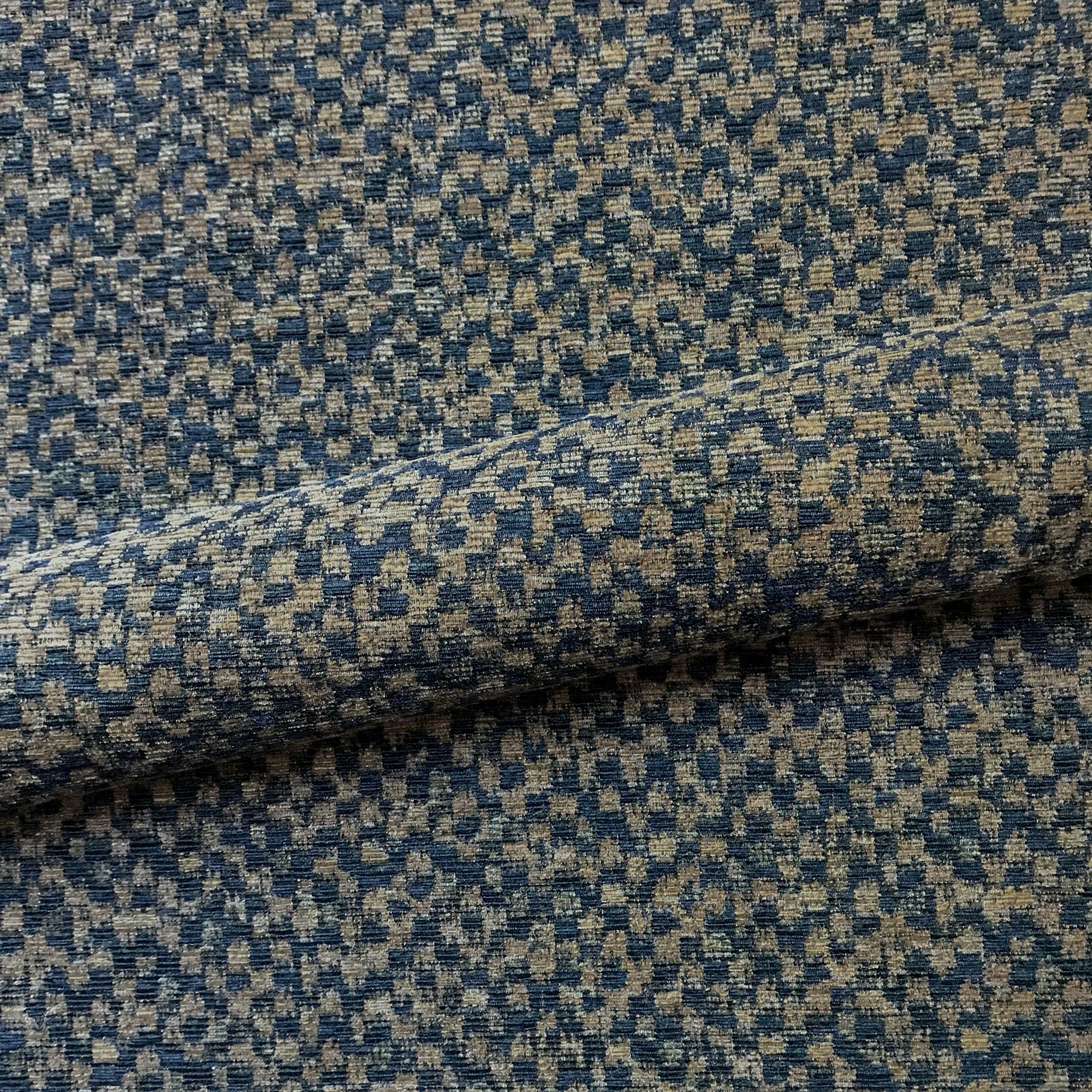 Abstract Rustic Chenille Upholstery Fabric 54" in Black Gold
