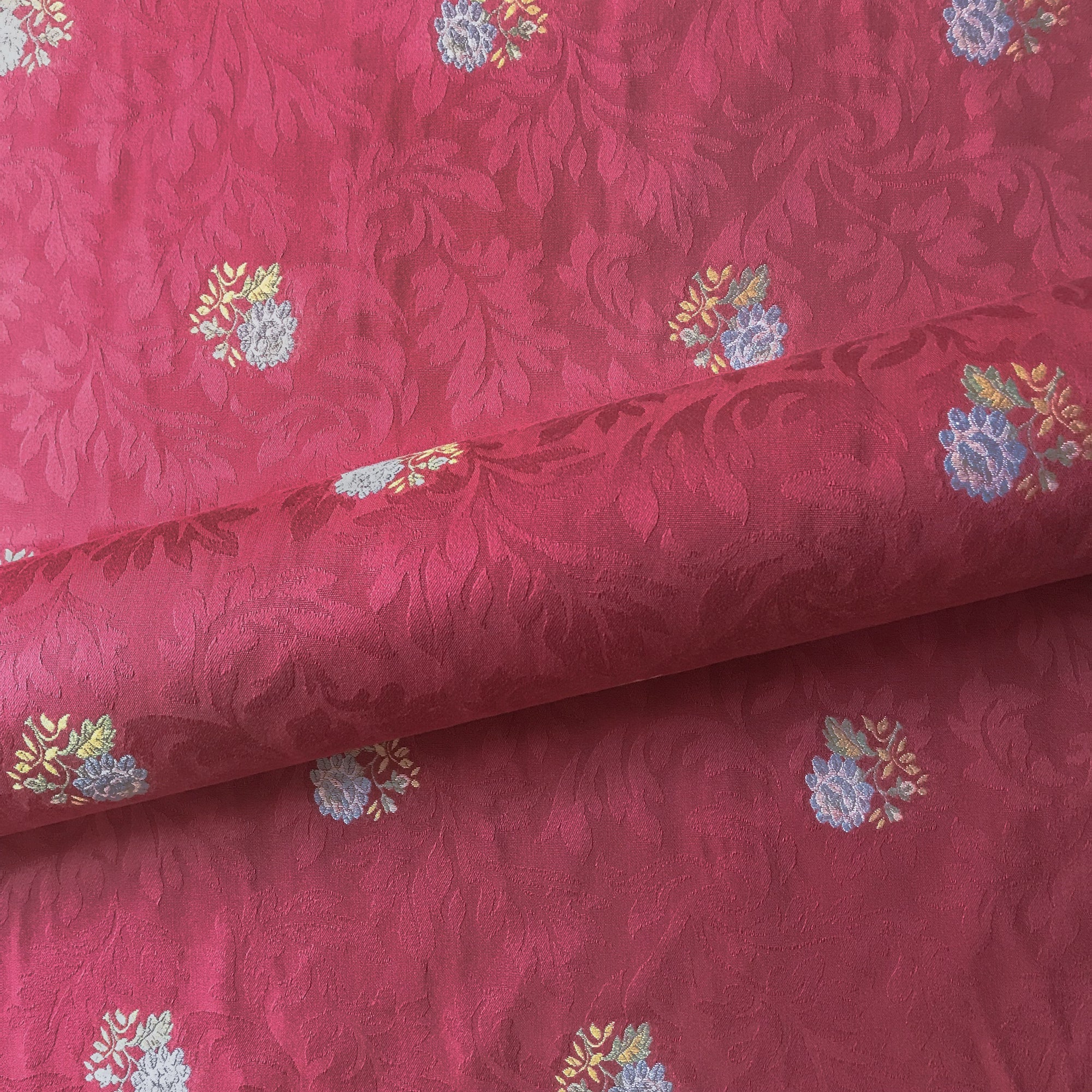 Red Country Floral Jacquard Upholstery Fabric 54"
