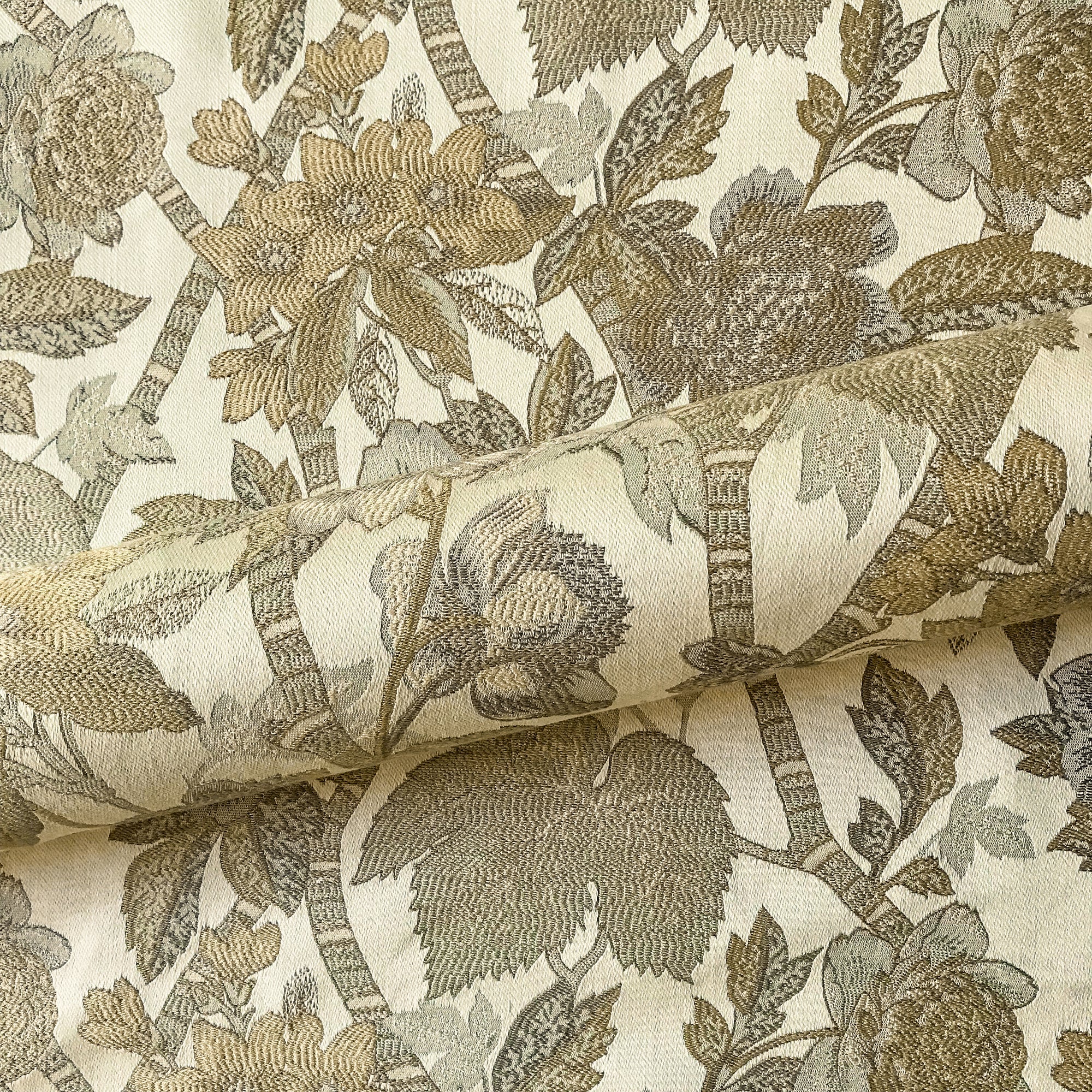 Beige Traditional Floral Jacquard Upholstery Fabric 54"
