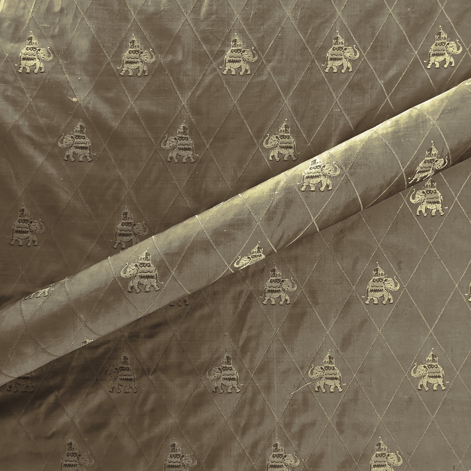 Dark Sepia Elephant Jacquard Upholstery Fabric 54"