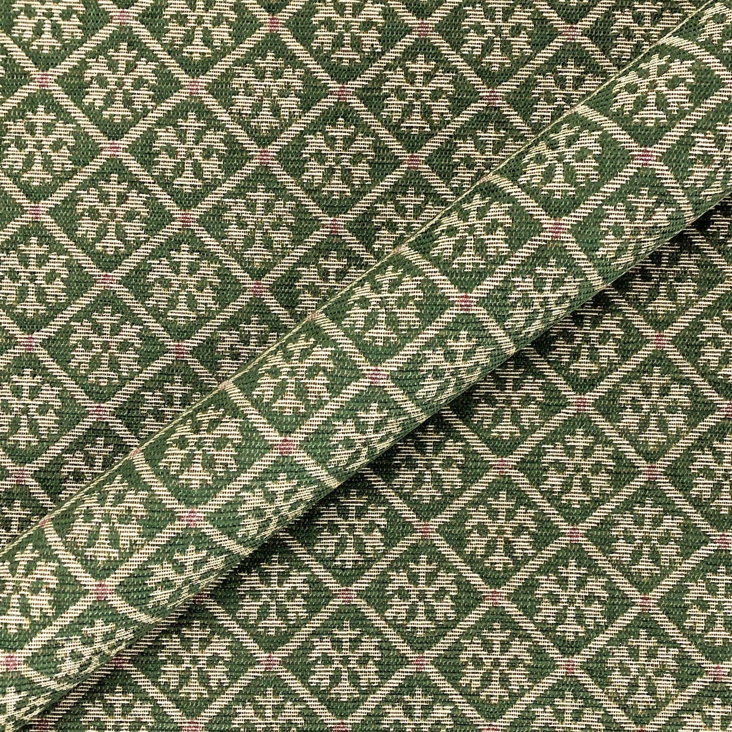 Moss Green Snowflake Trellis Jacquard Upholstery Fabric 54"