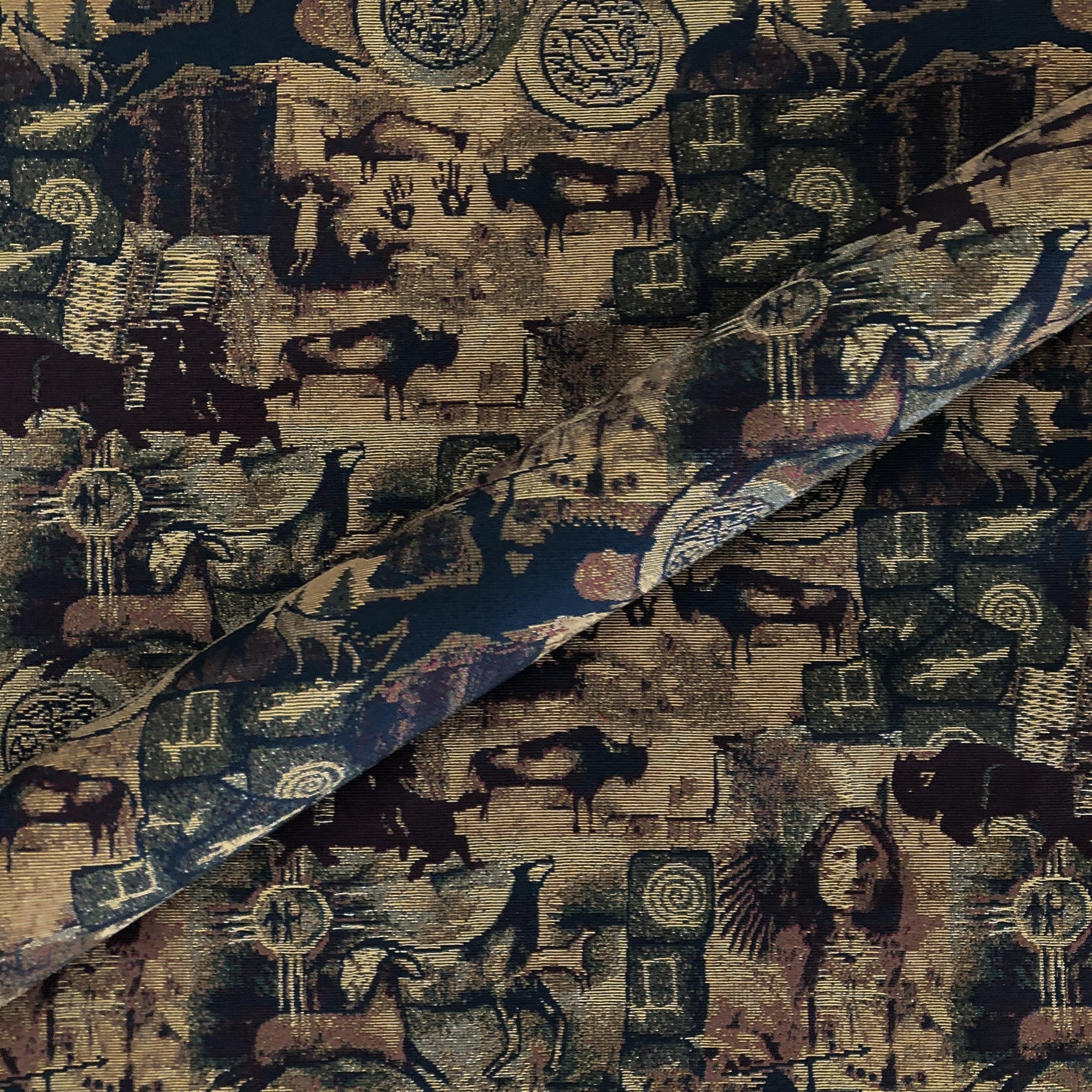 Petroglyph Theme Jacquard Upholstery Fabric 54"