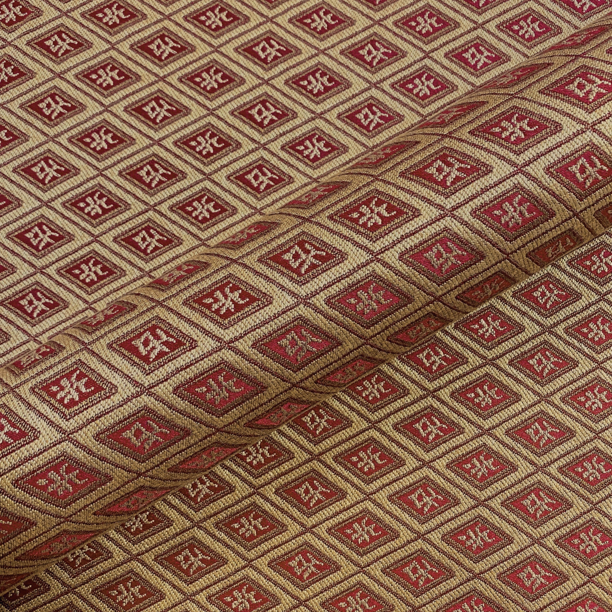 Saragon Scarlet Diamond Jacquard Upholstery Fabric 54"