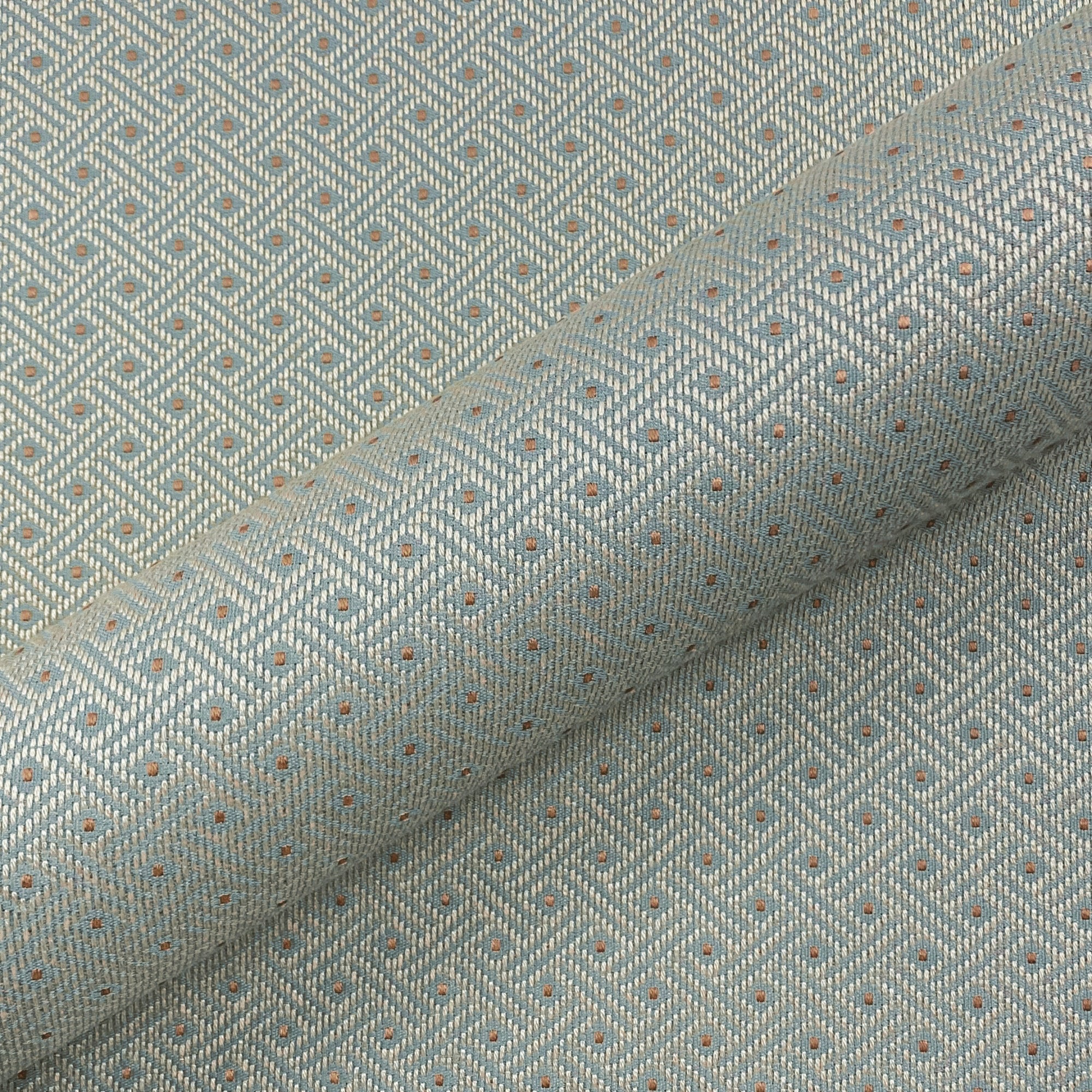 Light Blue Geometric Embroidered Upholstery Fabric 54"