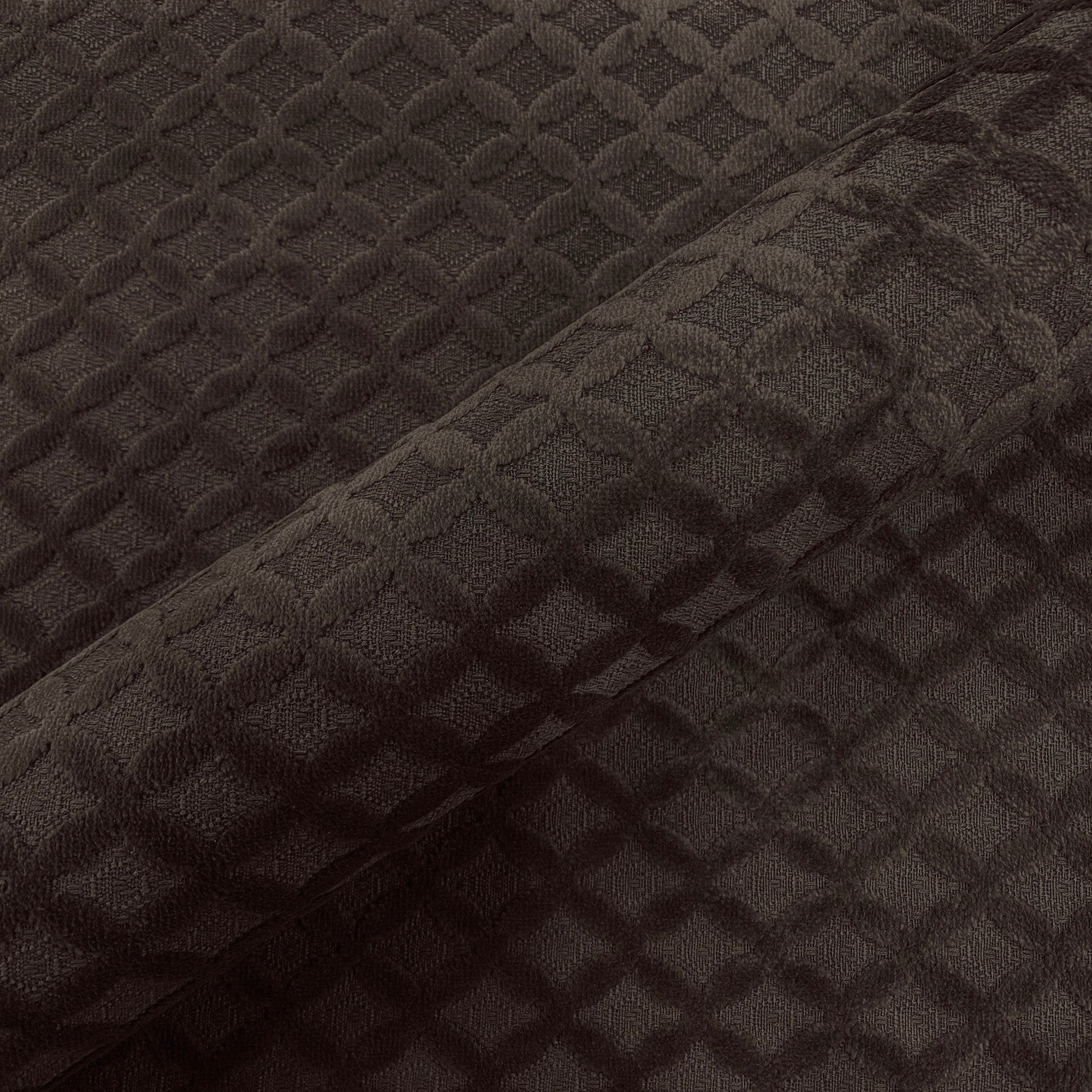 Brown Rustic Trellis Cut Velvet Upholstery Fabric 54"