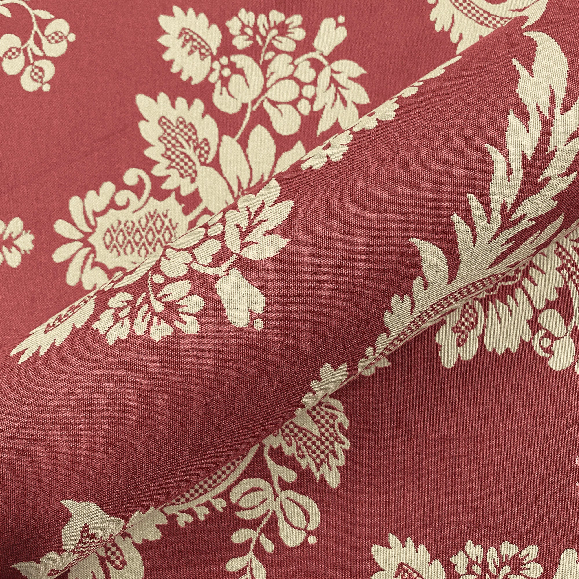 Anabelle Ruby Red Damask Upholstery Fabric 54"
