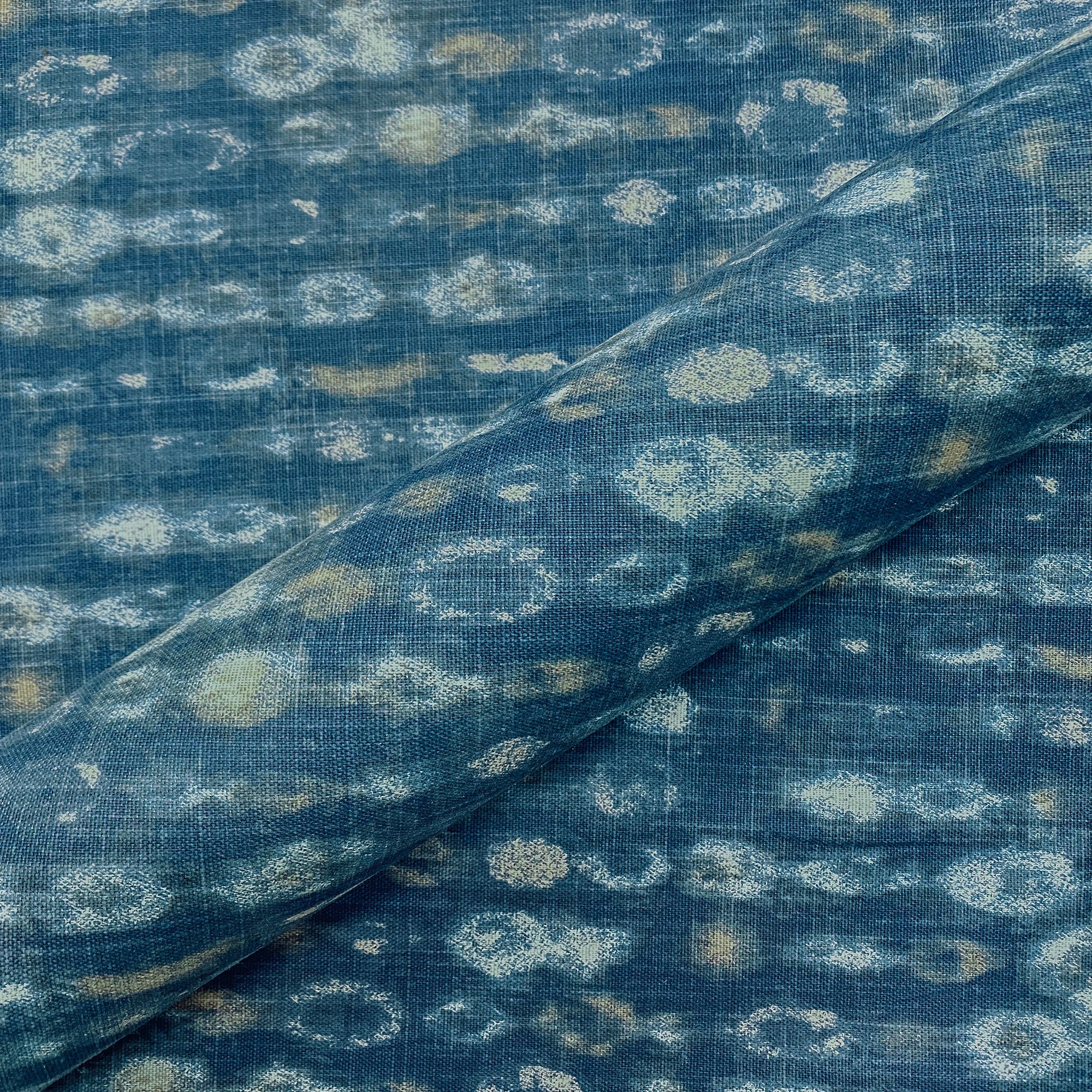 Indigo Modern Abstract 100% Cotton Upholstery Fabric 54"