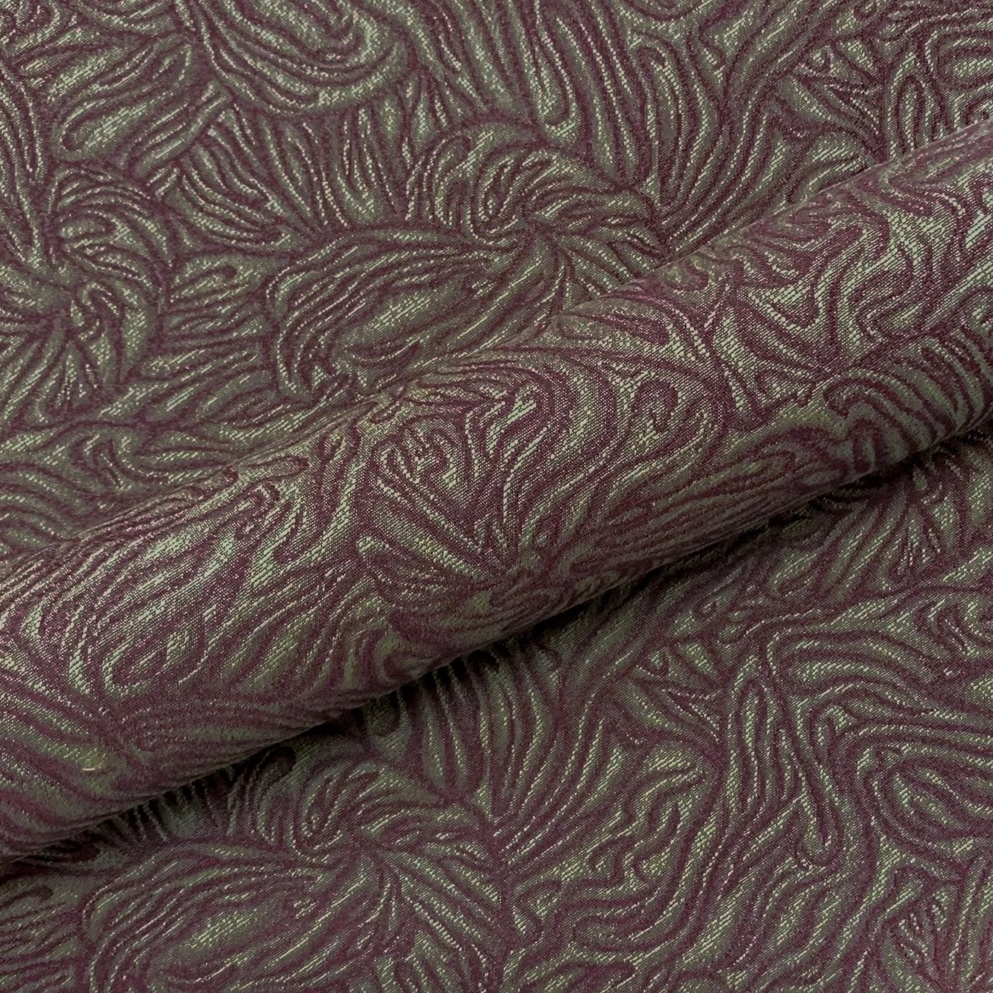 Maroon Abstract Swirl Jacquard Upholstery Fabric 54"