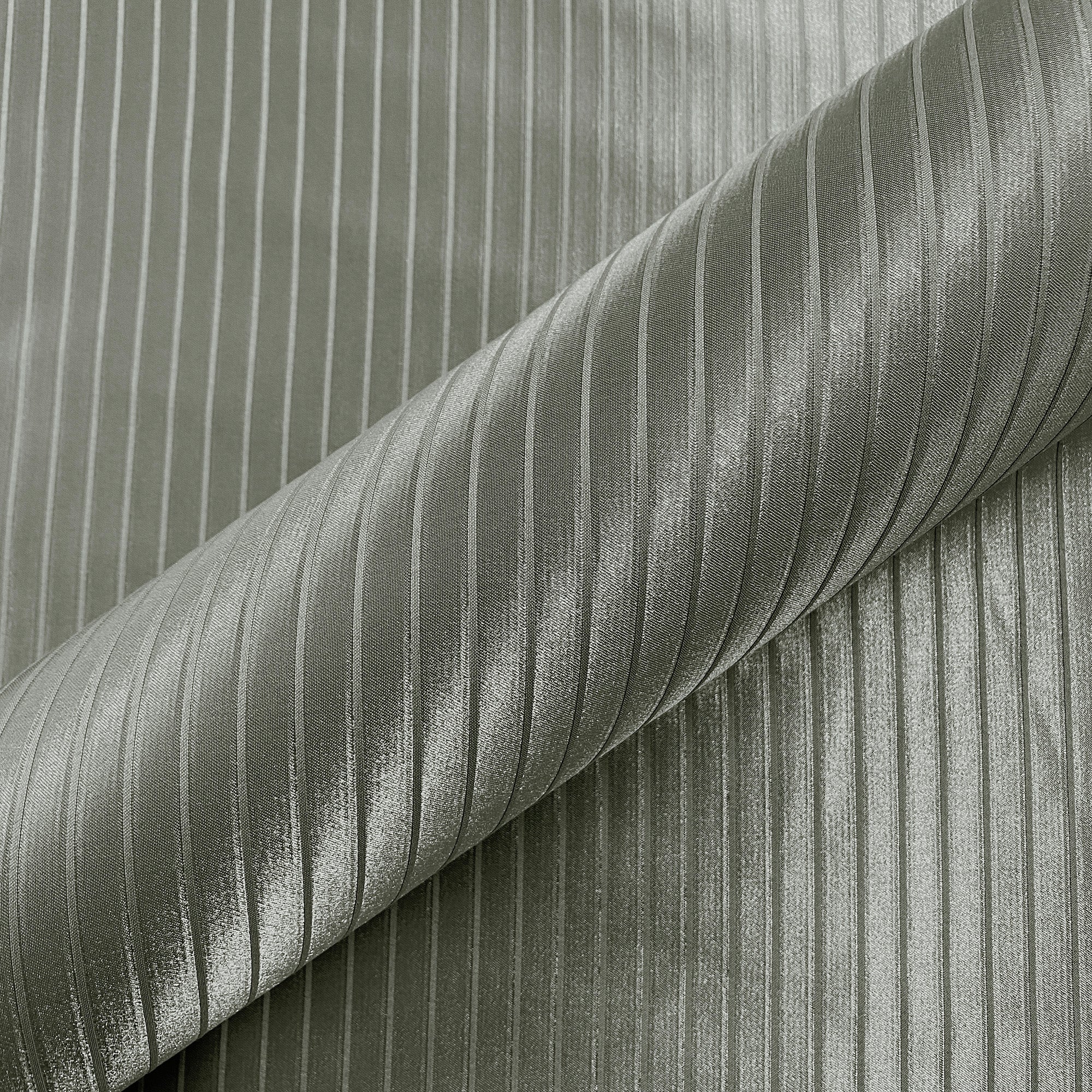 Lustrous Metallic Silver Striped Upholstery Fabric 59"