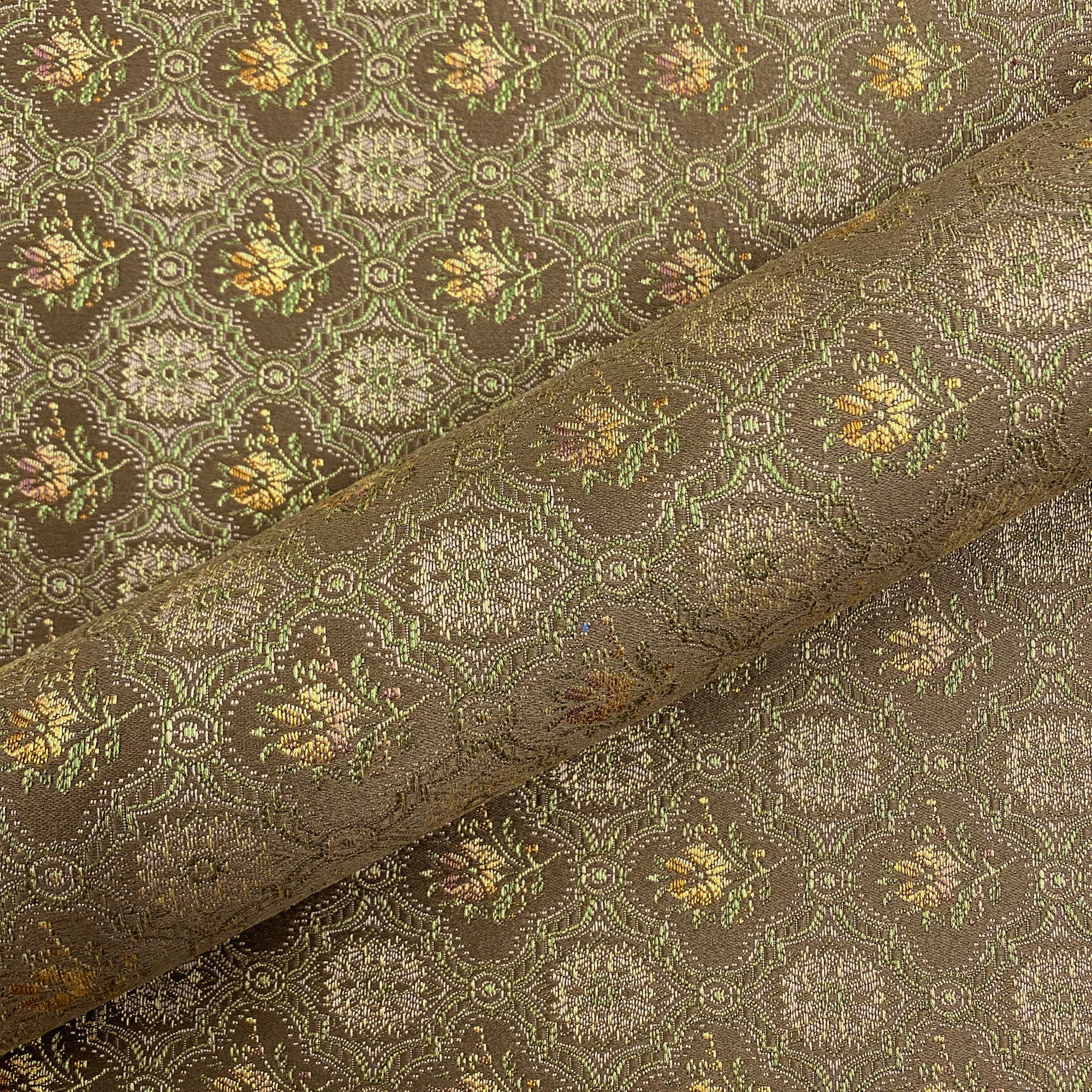 Vintage Floral Trellis Embroidered Upholstery Fabric 64"