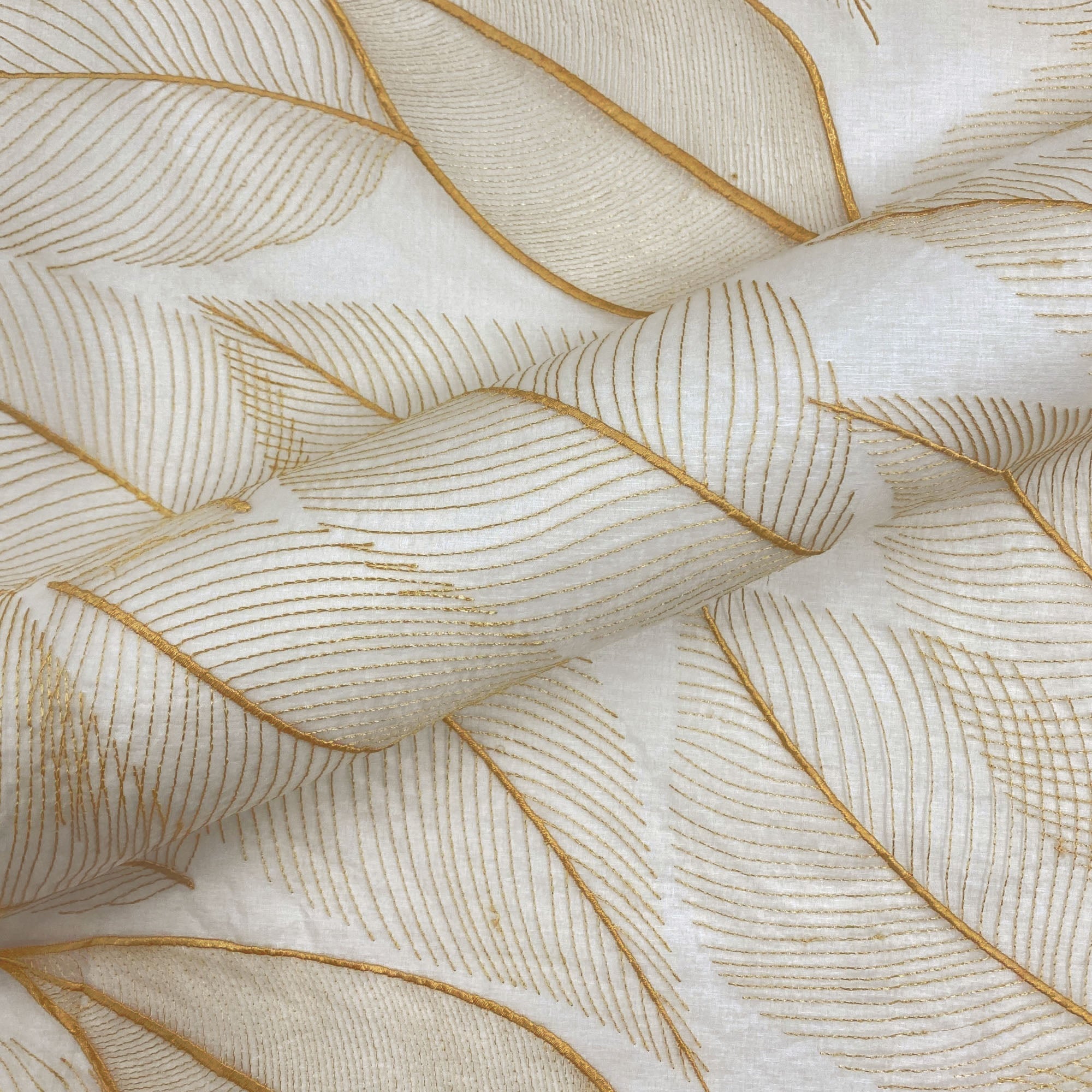 Gold Embroidered 100% Silk Fabric 52"
