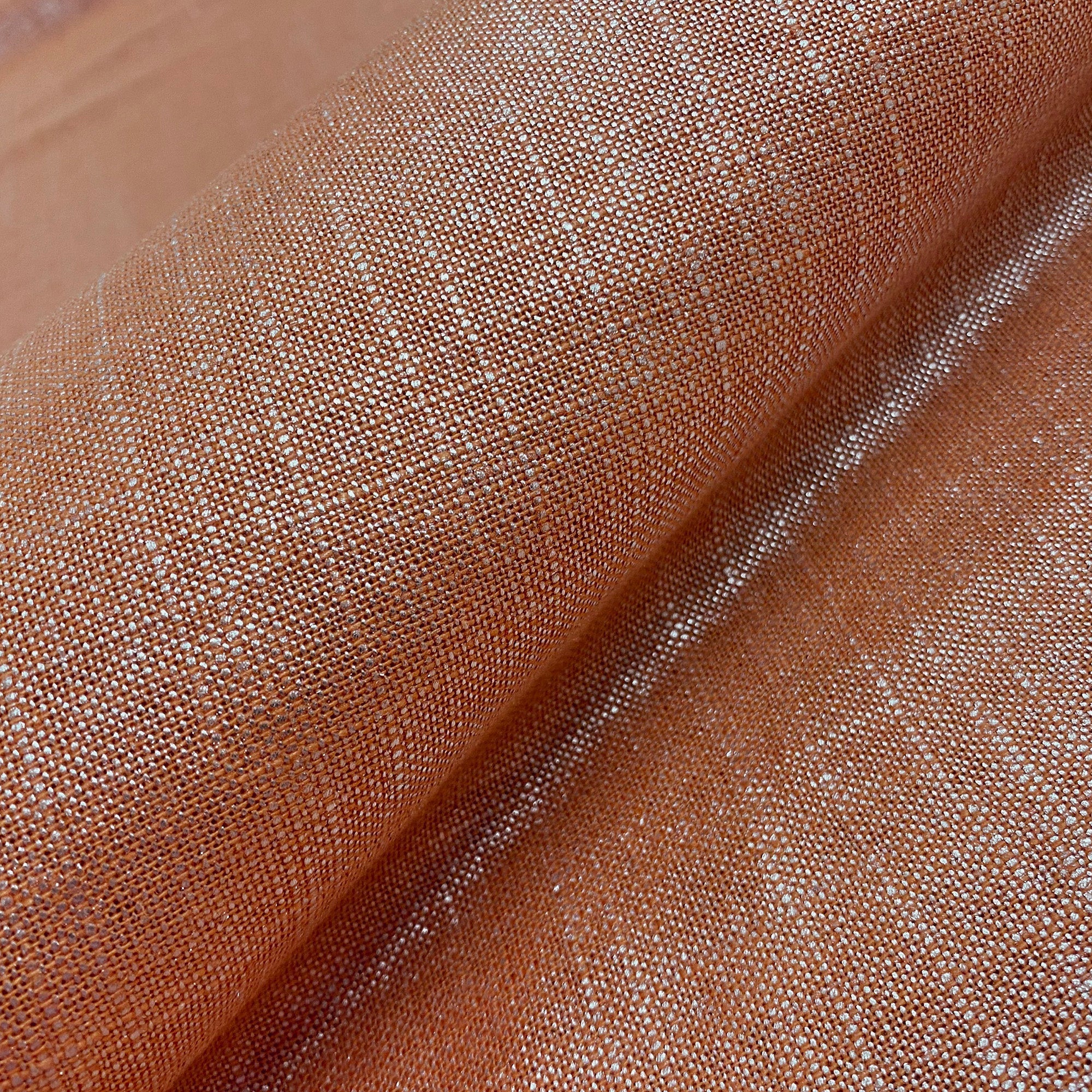 Metallic Persimmon Reflective Linen Upholstery Fabric 51"