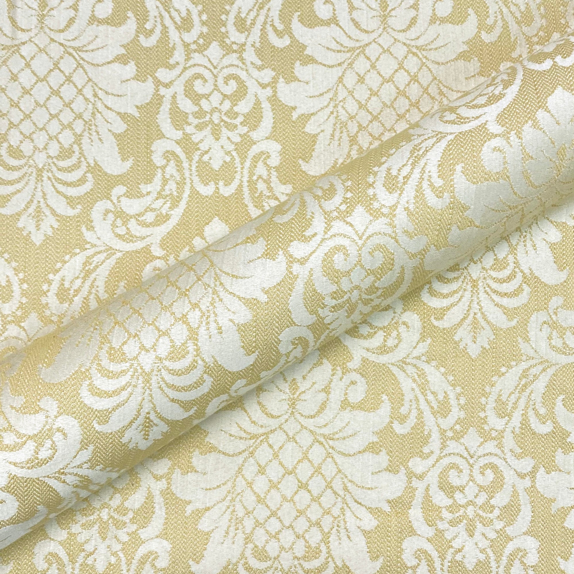 Vanilla Tropical Damask Brocade Upholstery Fabric 54"
