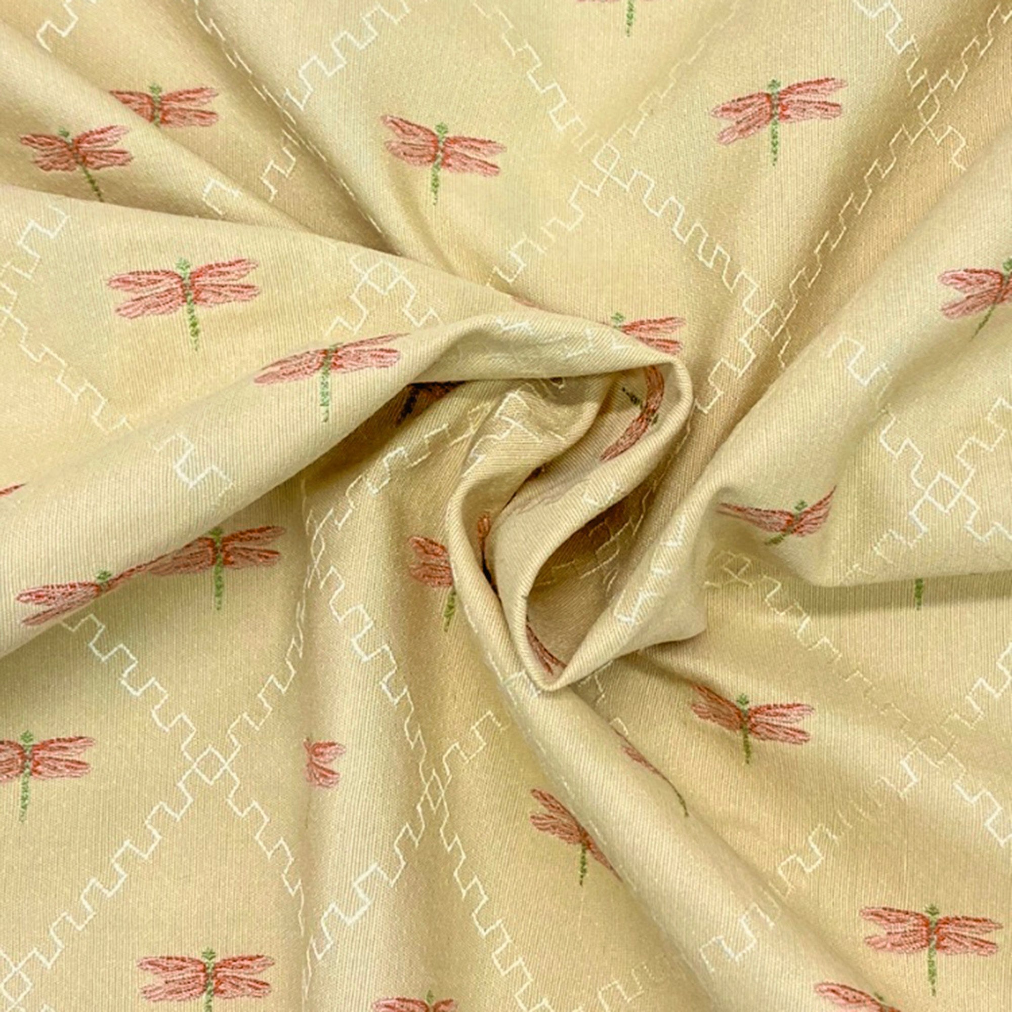 Spring Dragonfly Embroidered Jacquard Upholstery Fabric 54"