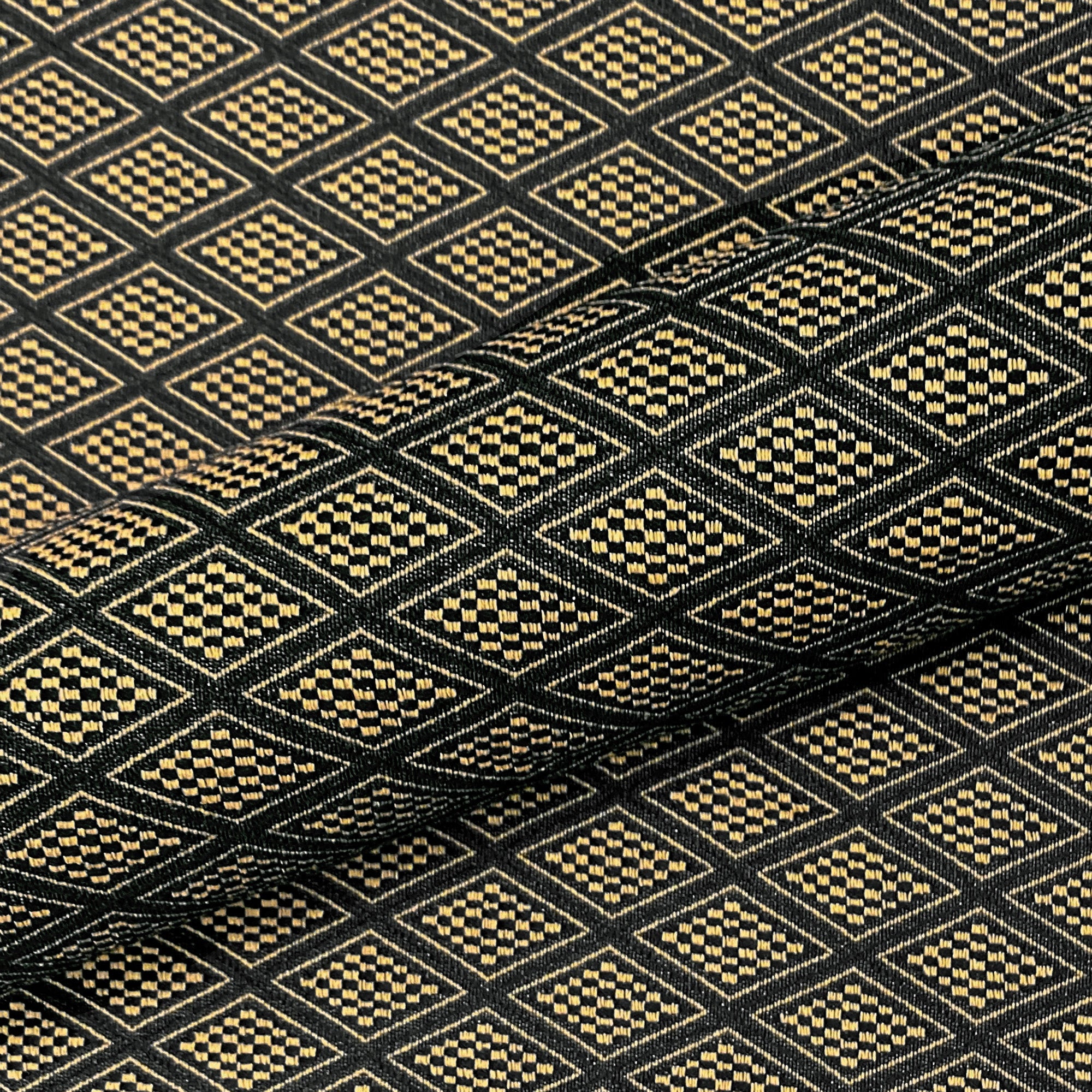 Balaza Black Art Deco Diamond Jacquard Upholstery Fabric 54"