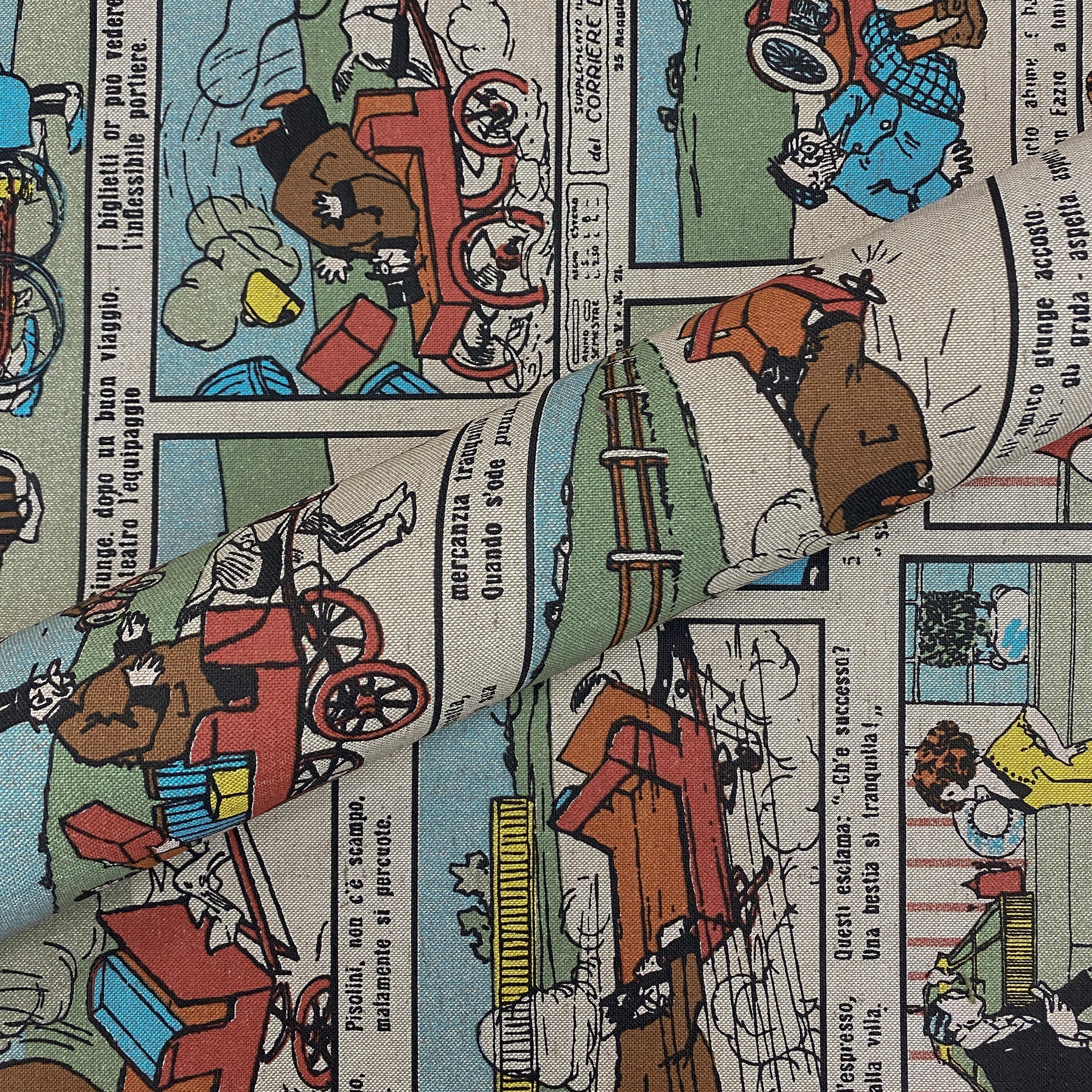 Vintage Comic 100% Cotton Upholstery Fabric 54" in Primary