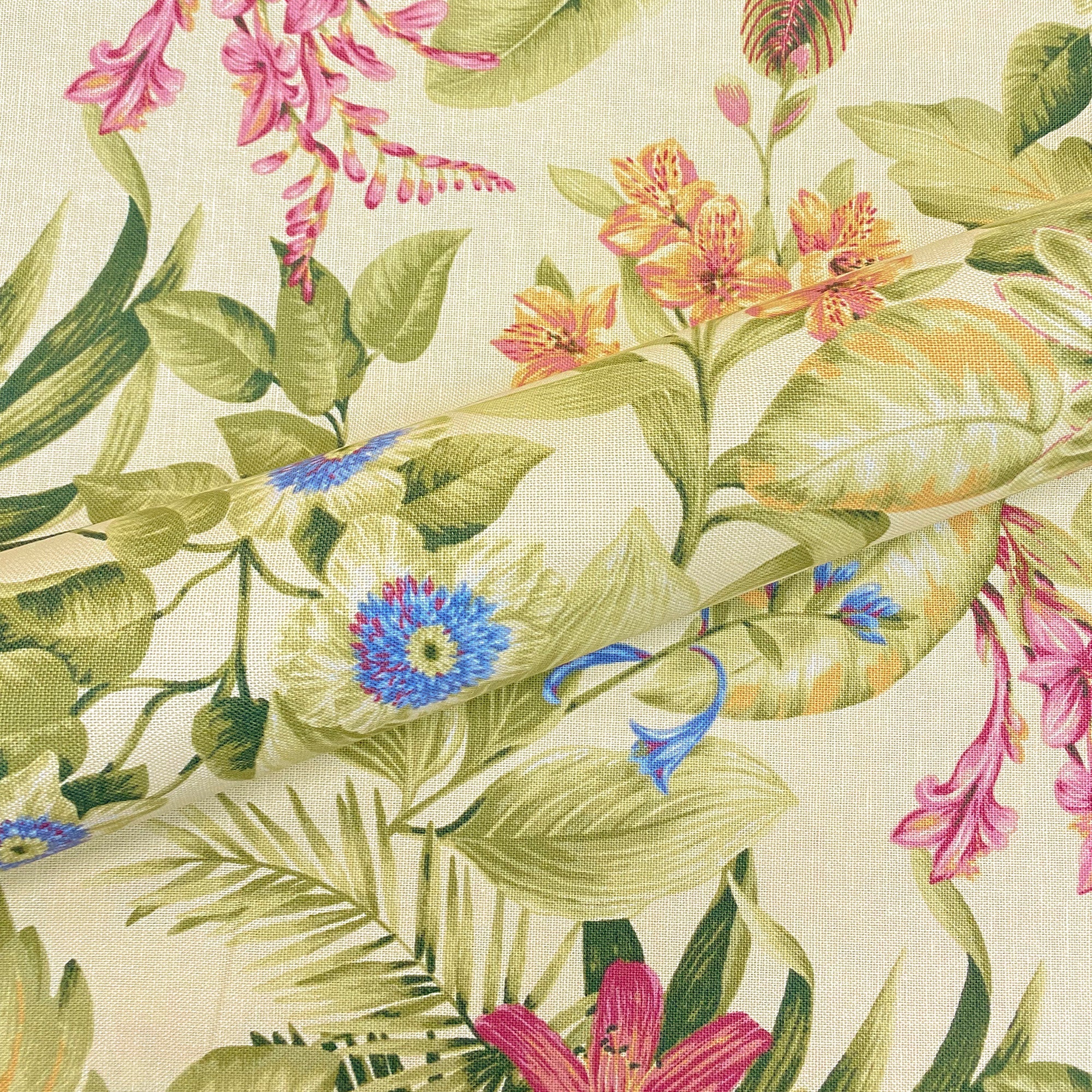 Abalone Tropical Cotton Upholstery Fabric 54"