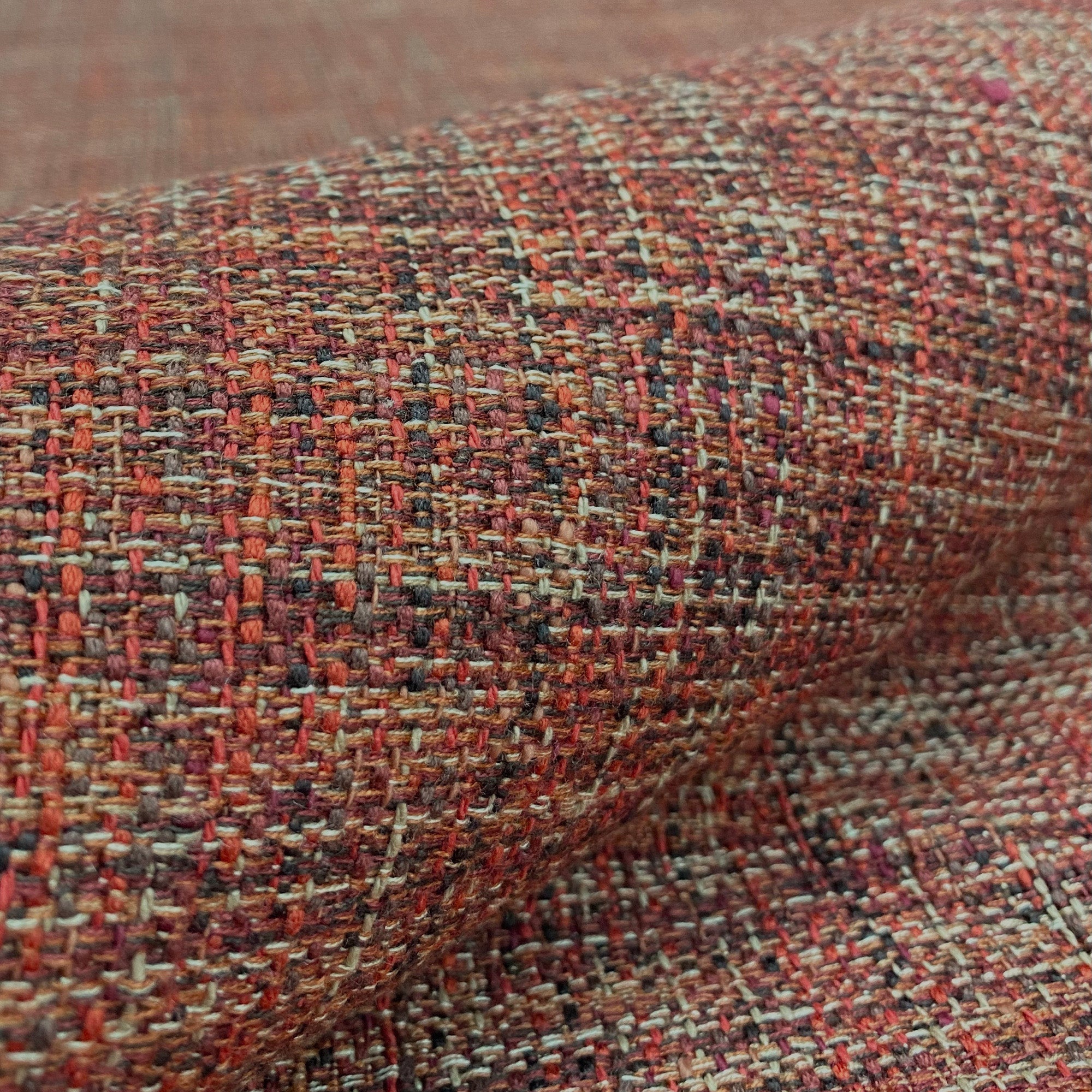 Oxford Woven Tweed Upholstery Fabric 54" in Tomato