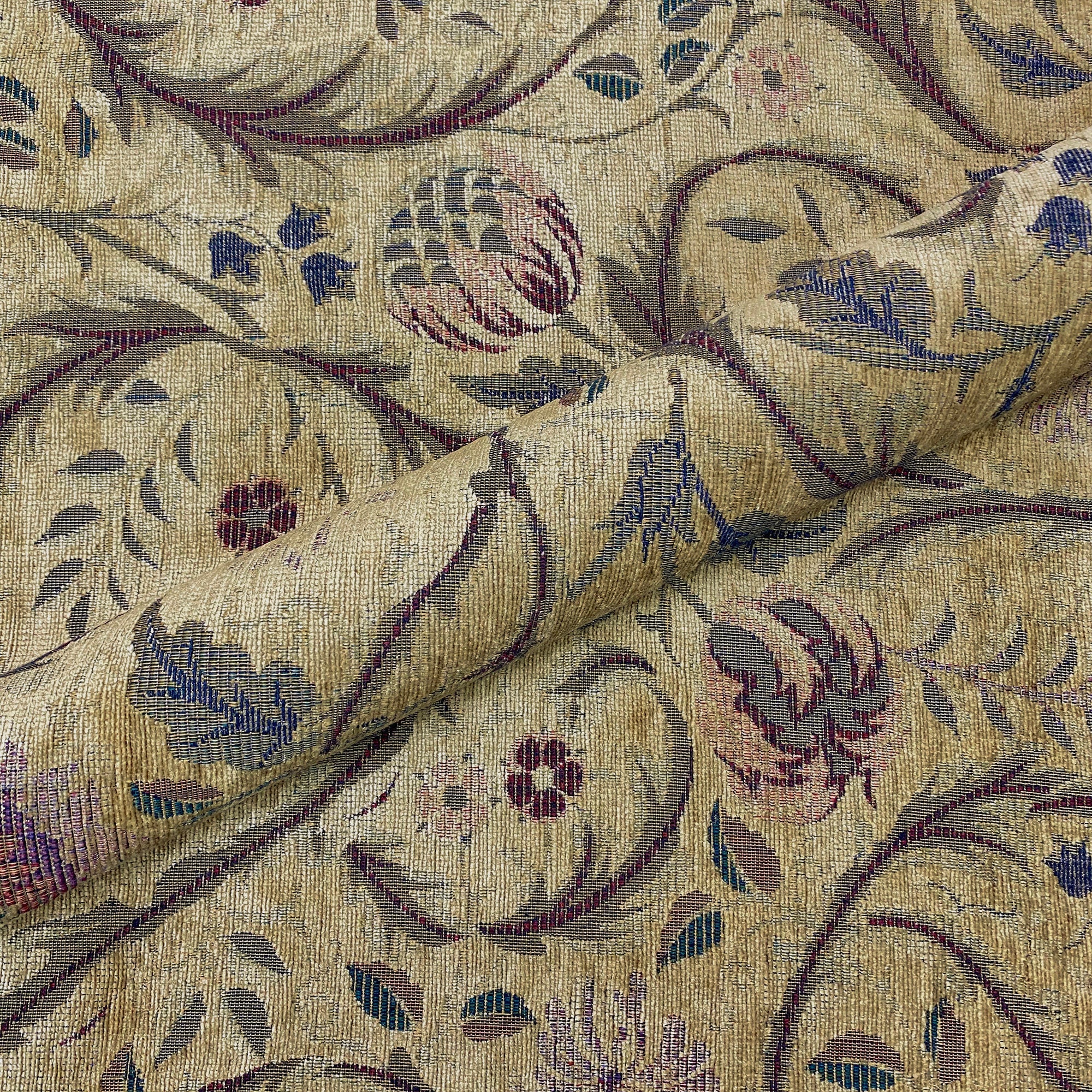Floral Suede Neutral Upholstery Fabric 54"