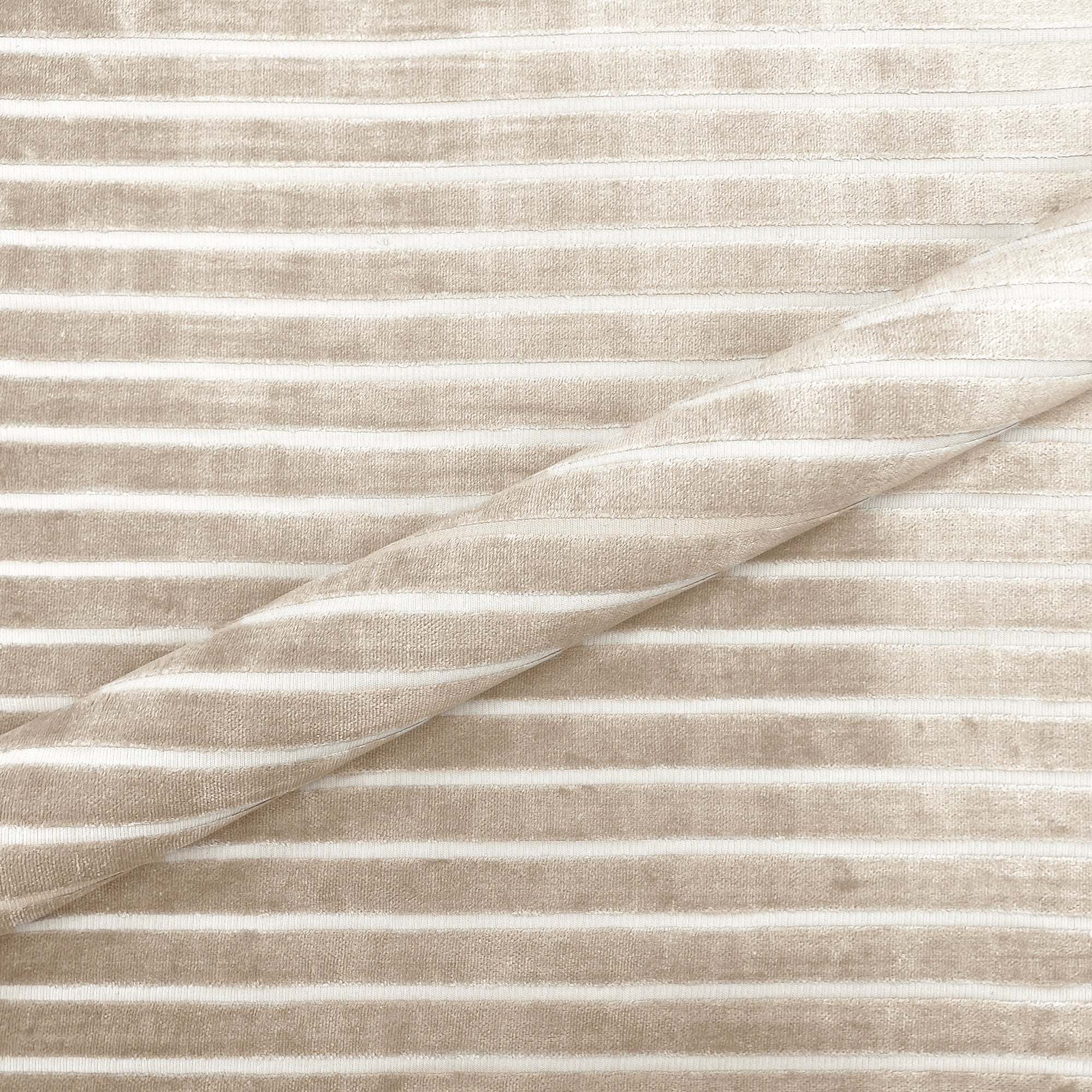Beige Striped Modern Velvet Upholstery Fabric 54"