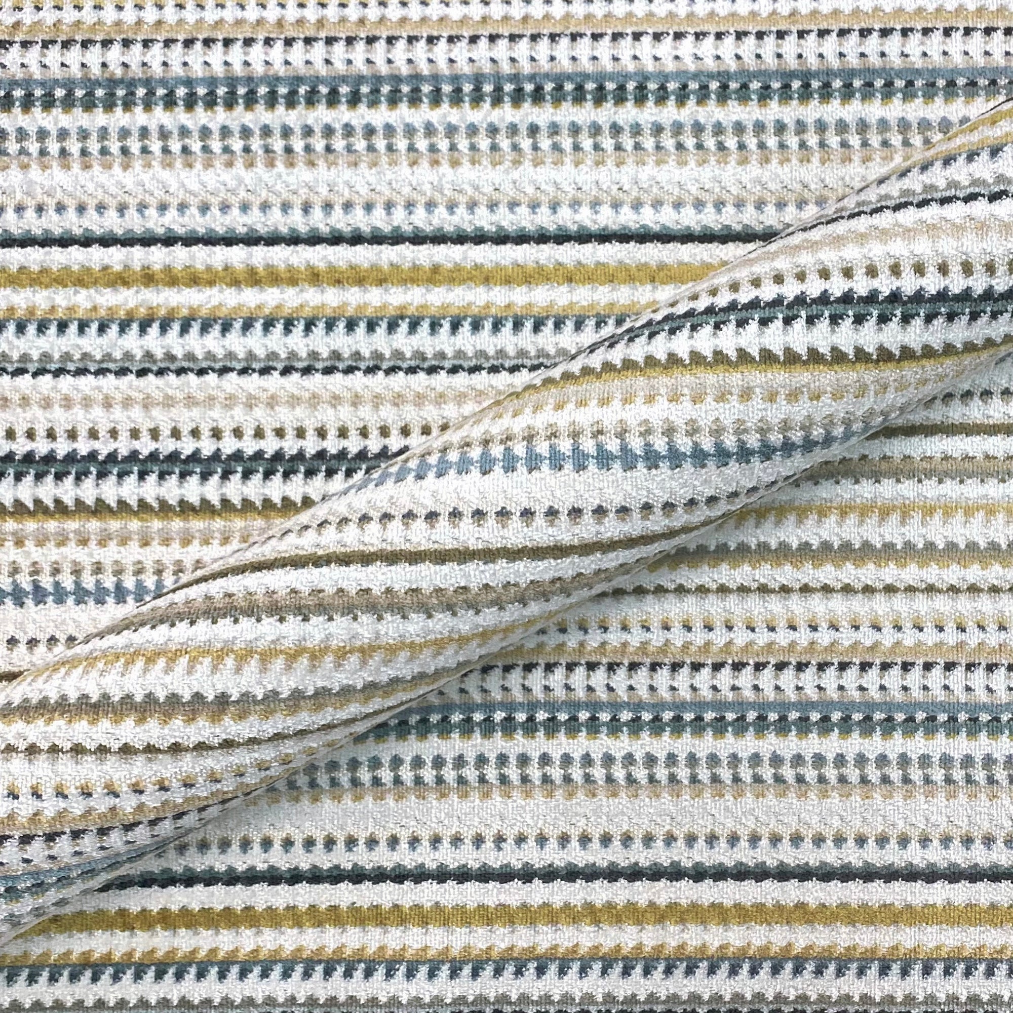 Multicolor Lodge Striped Velvet Upholstery Fabric 56"