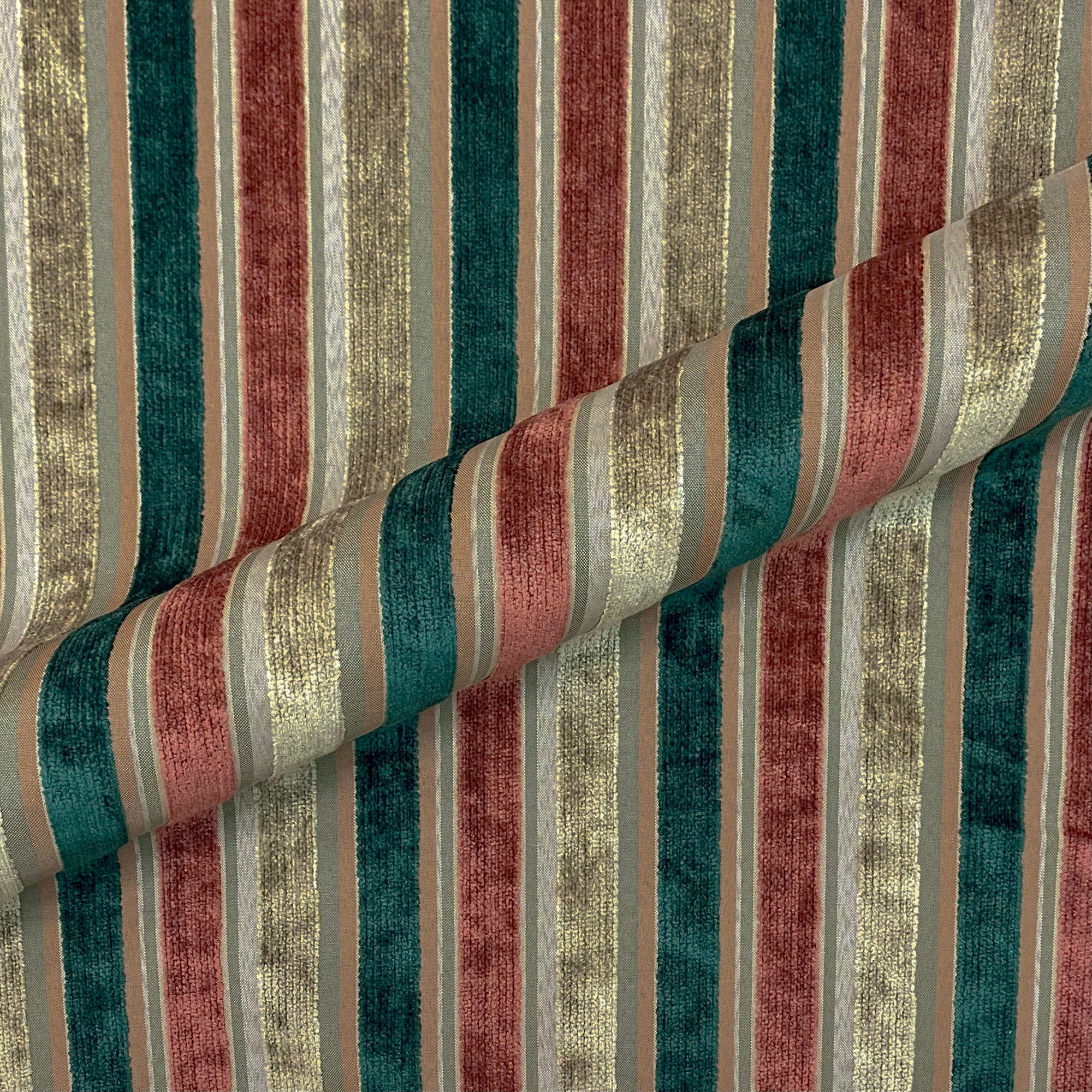 Traditional Christmas Striped Chenille Upholstery Fabric 56"