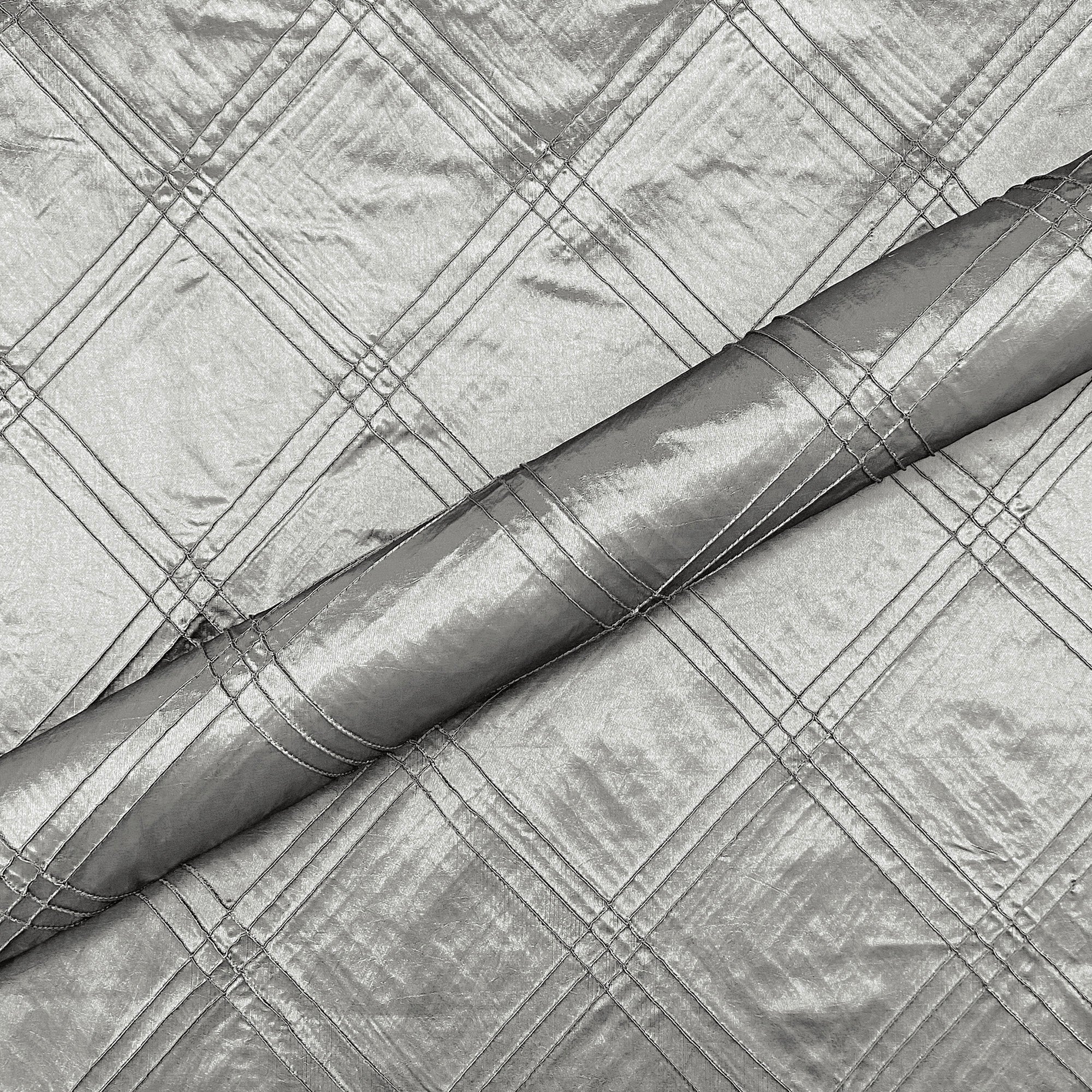 Pintuck Charcoal Faux Silk Upholstery Fabric 54"