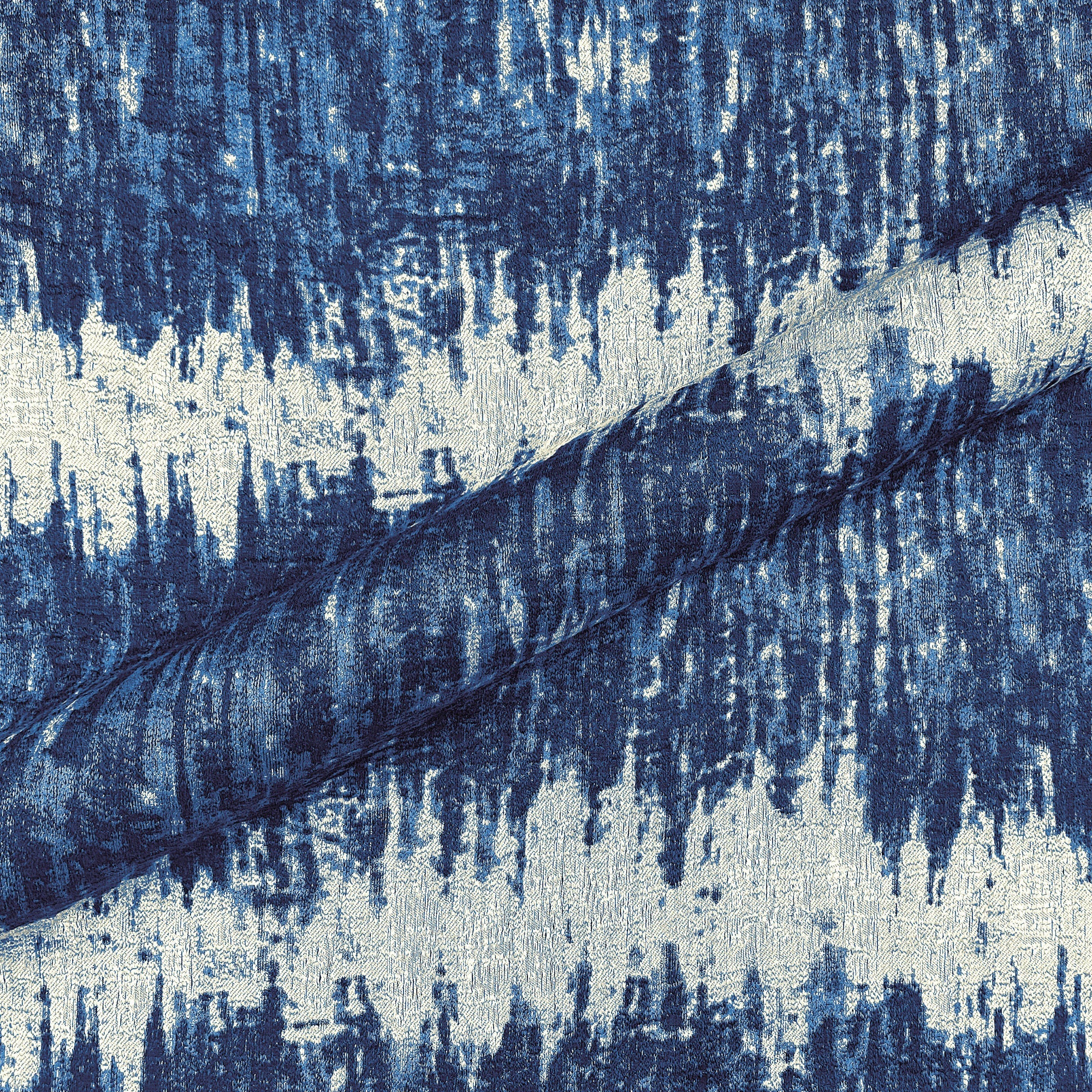 Indigo Modern Ikat Upholstery Fabric 54"
