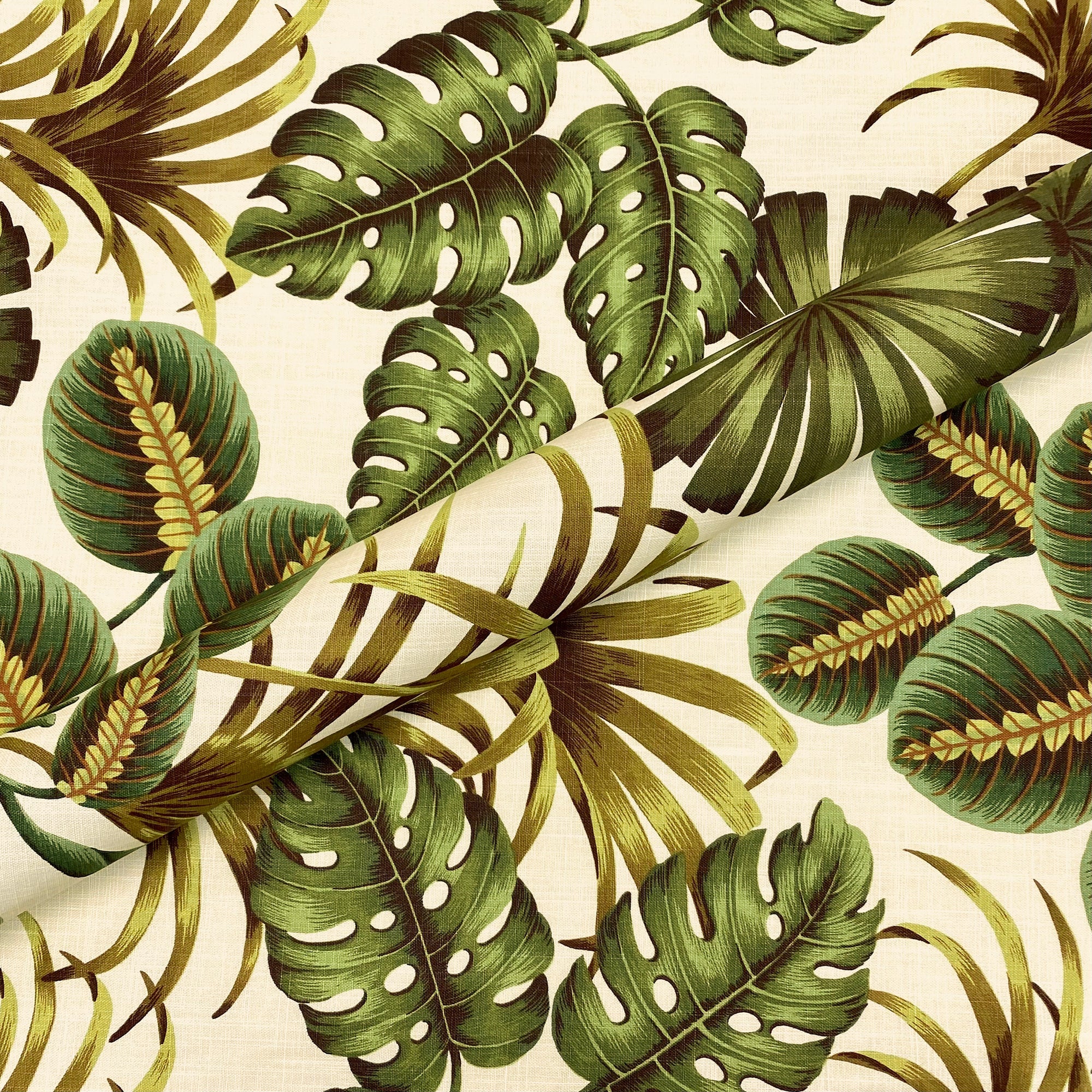 Green Jungle Printed Cotton Upholstery Fabric 54"