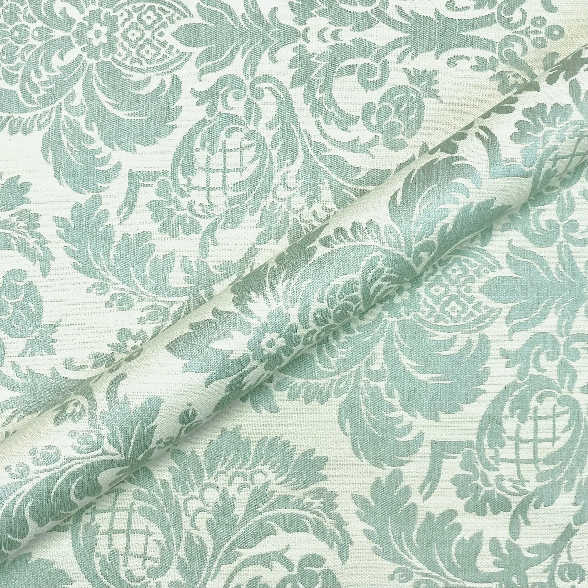 Mint Opulent Damask Jacquard Upholstery Fabric 54"