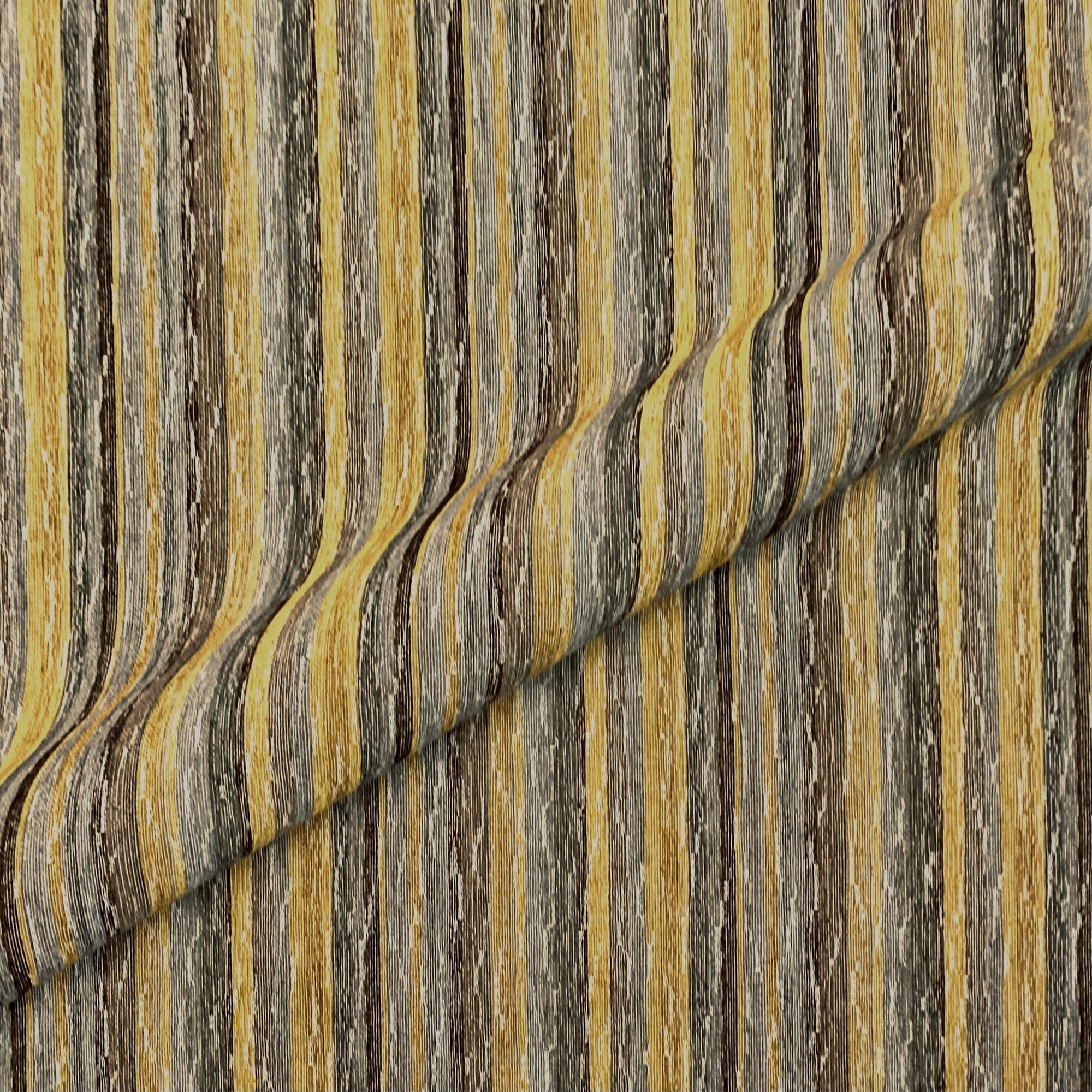 Mustard Striped Retro Textured Upholstery Fabric 56"