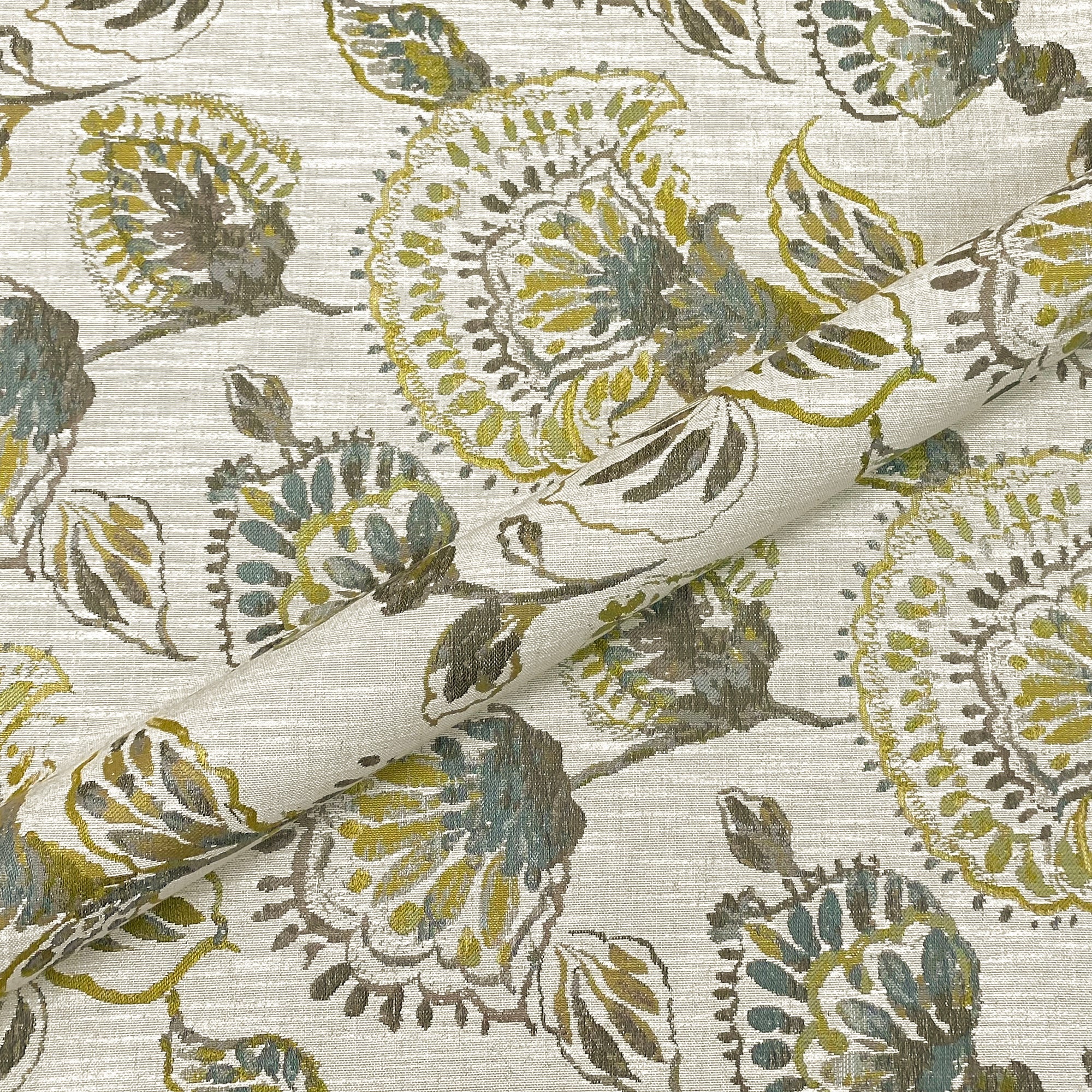 Azure Floral Jacquard Upholstery Fabric 54"