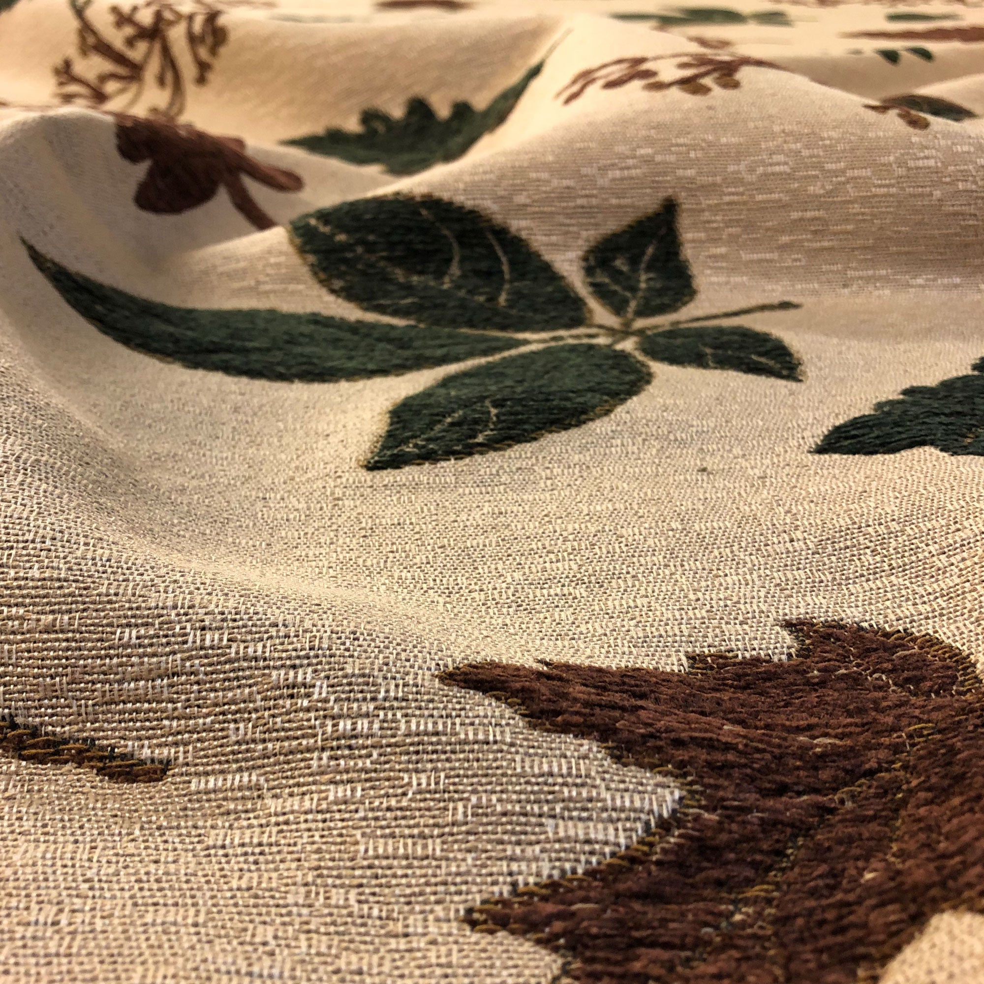 Wheat Lodge Botanical Embroidered Upholstery Fabric 54"