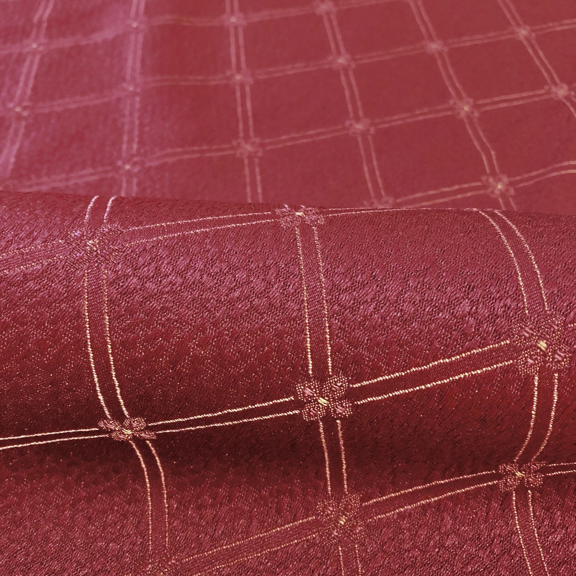 Greville Ruby Traditional Diamond Jacquard Upholstery Fabric 54"