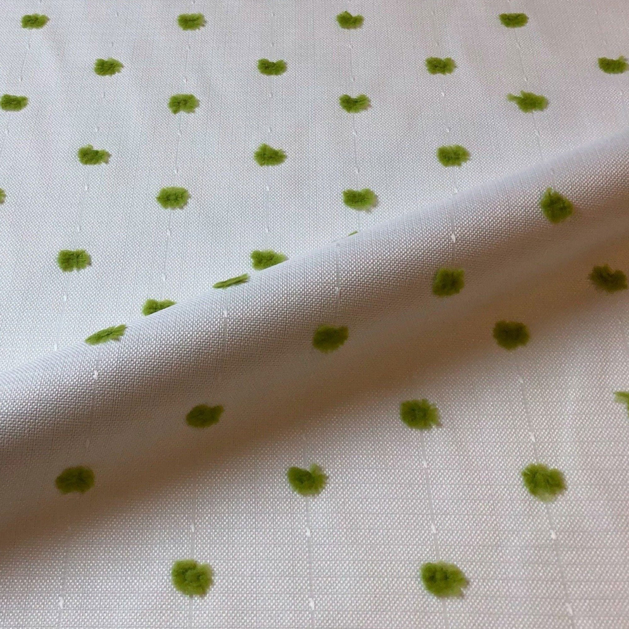 Lime Pom Pom Polka Dot Upholstery Fabric 60"