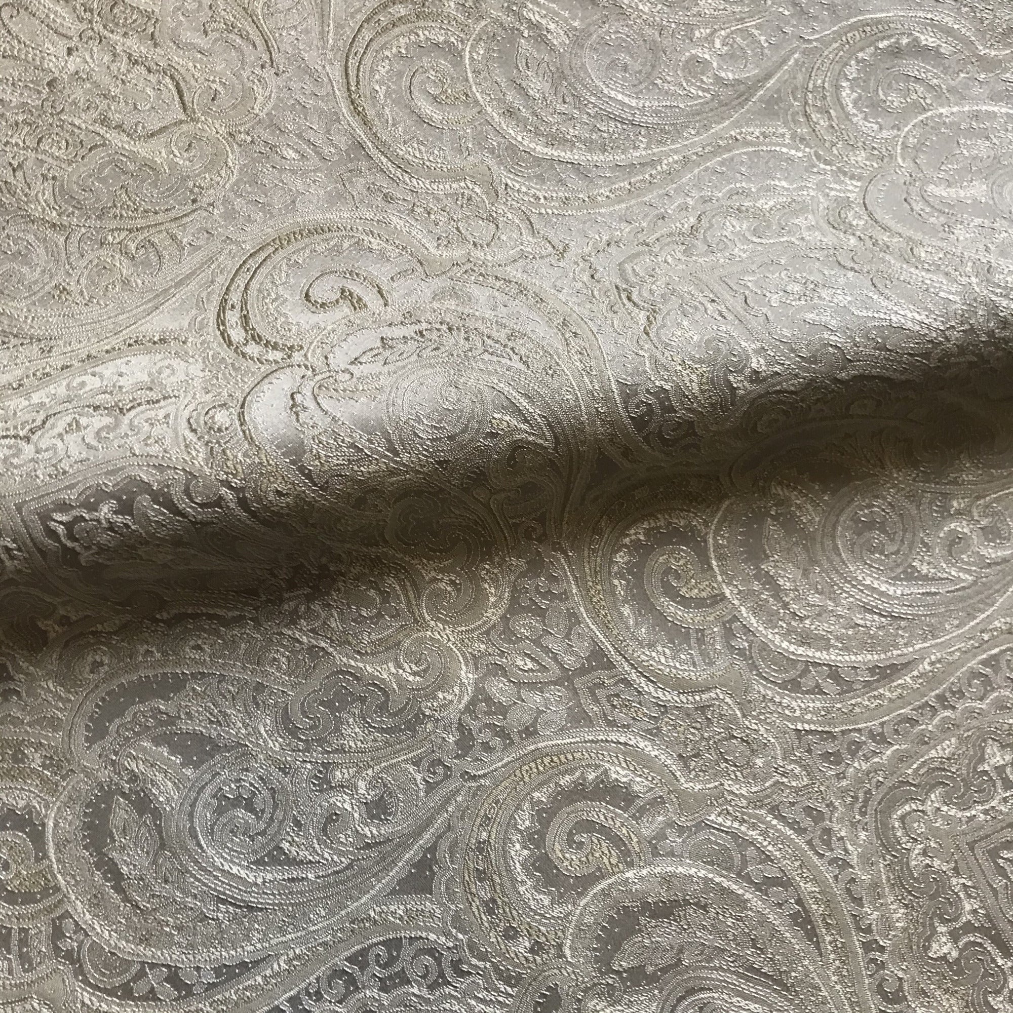 Champagne Glam Paisley Brocade Upholstery Fabric 54"