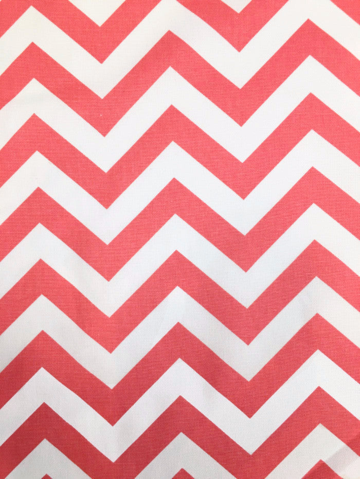 Red Chevron Cotton Print Fabric