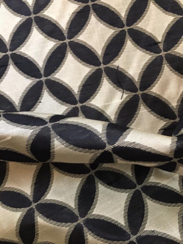 Black and Ivory Geometric Reversible Weave Upholstery Fabric 54"