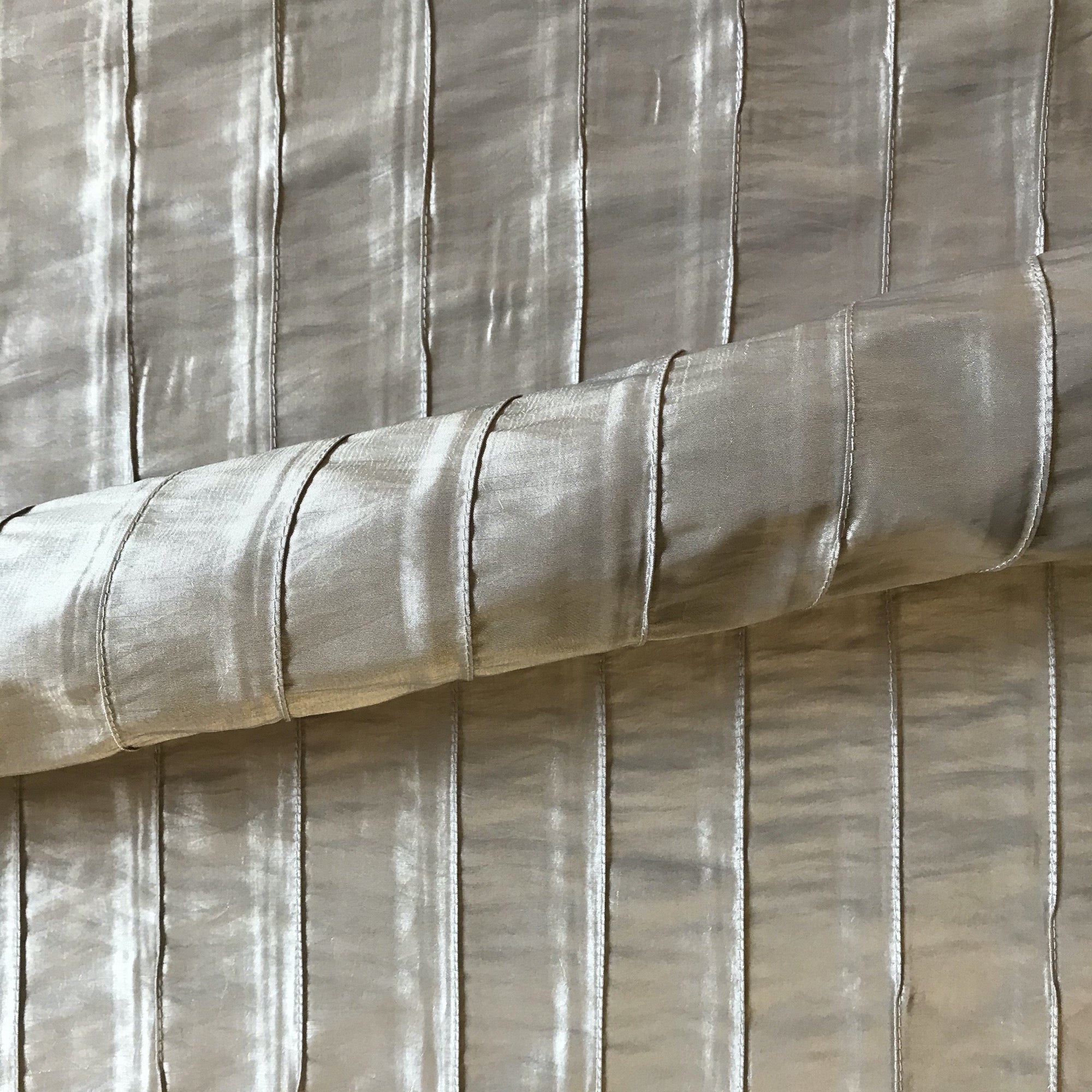 Beige Traditional Pintuck Stripe Upholstery Fabric 54"