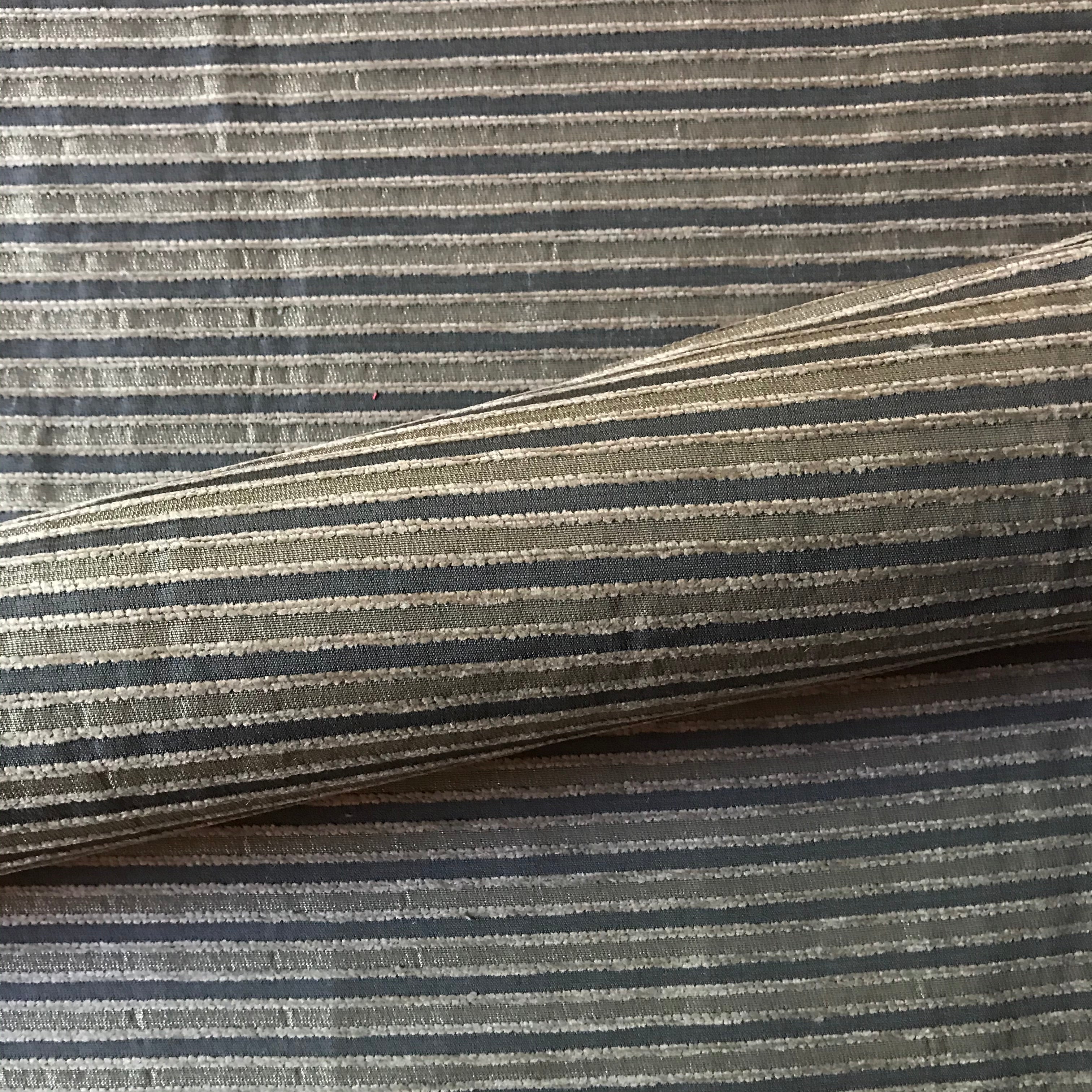 Gold And Cocoa Vintage Stripe Chenille Upholstery Fabric 56"