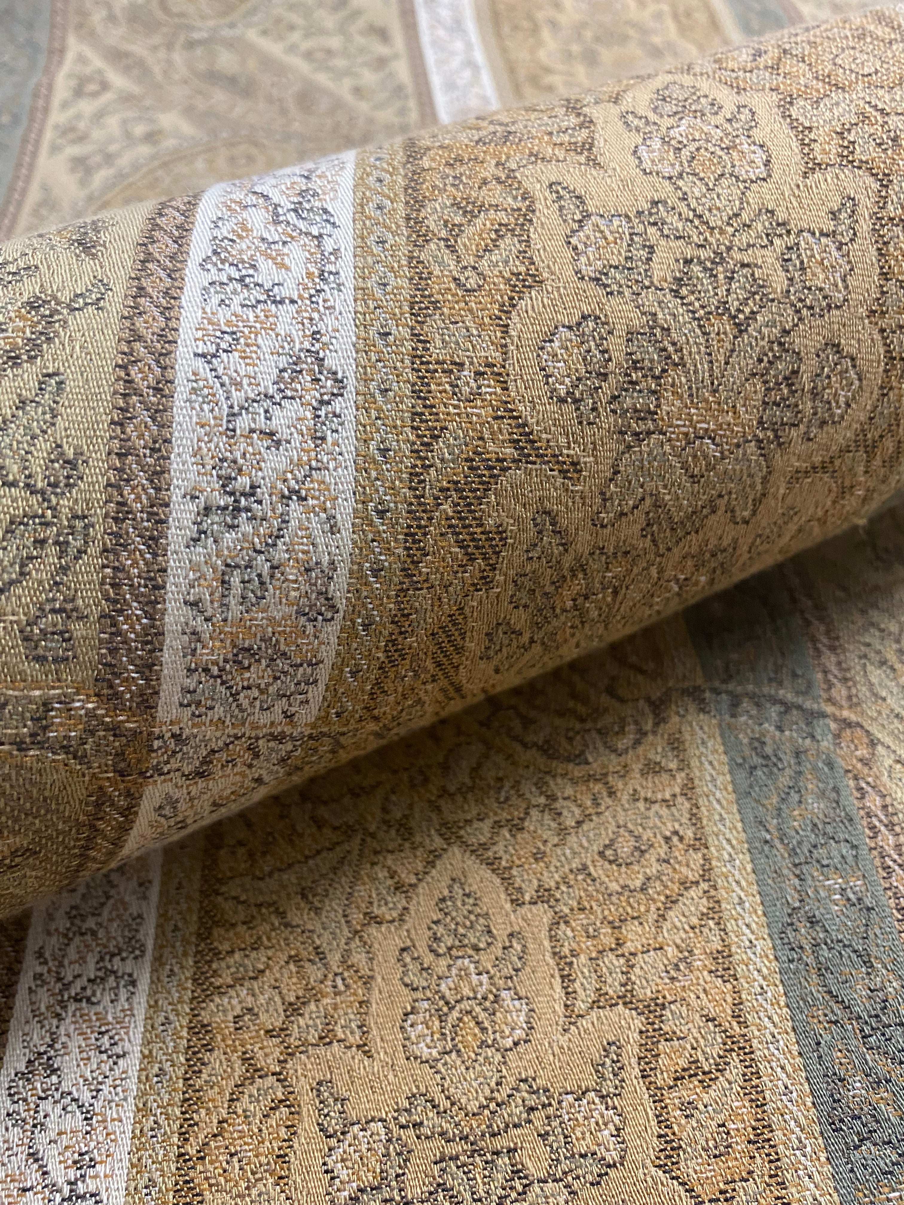Traditional Striped Botanical Jacquard Upholstery Fabric 54"